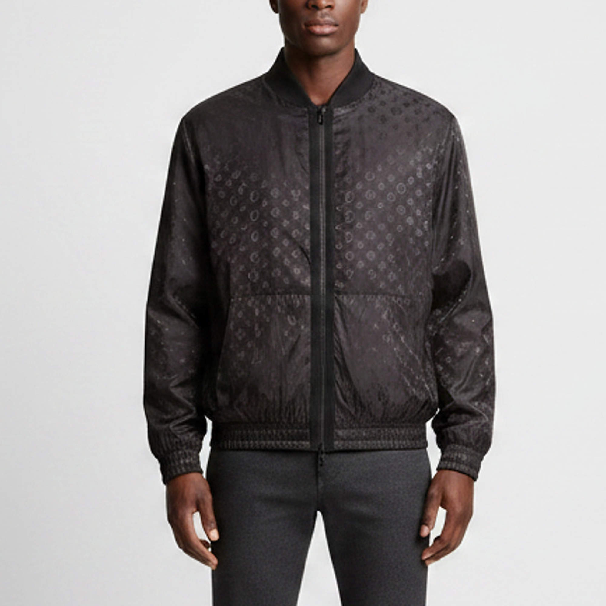 Pre Owned Louis Vuitton Black Monogram Nylon Zip Up Reversible Bomber Jacket XL 