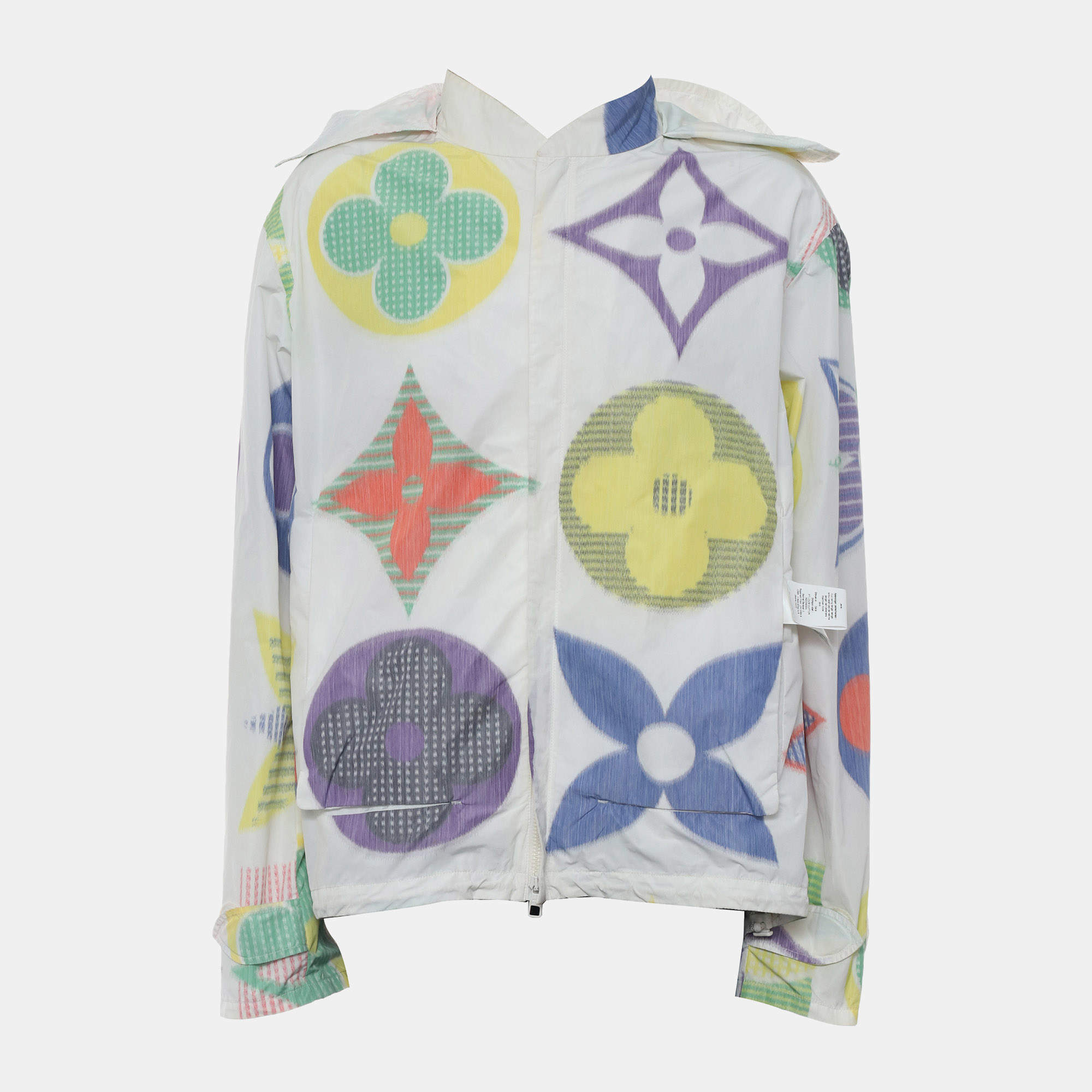 Pre Owned Louis Vuitton S/S 2020 Jumbo Monogram Zip Up Windbreaker Jacket EU 54