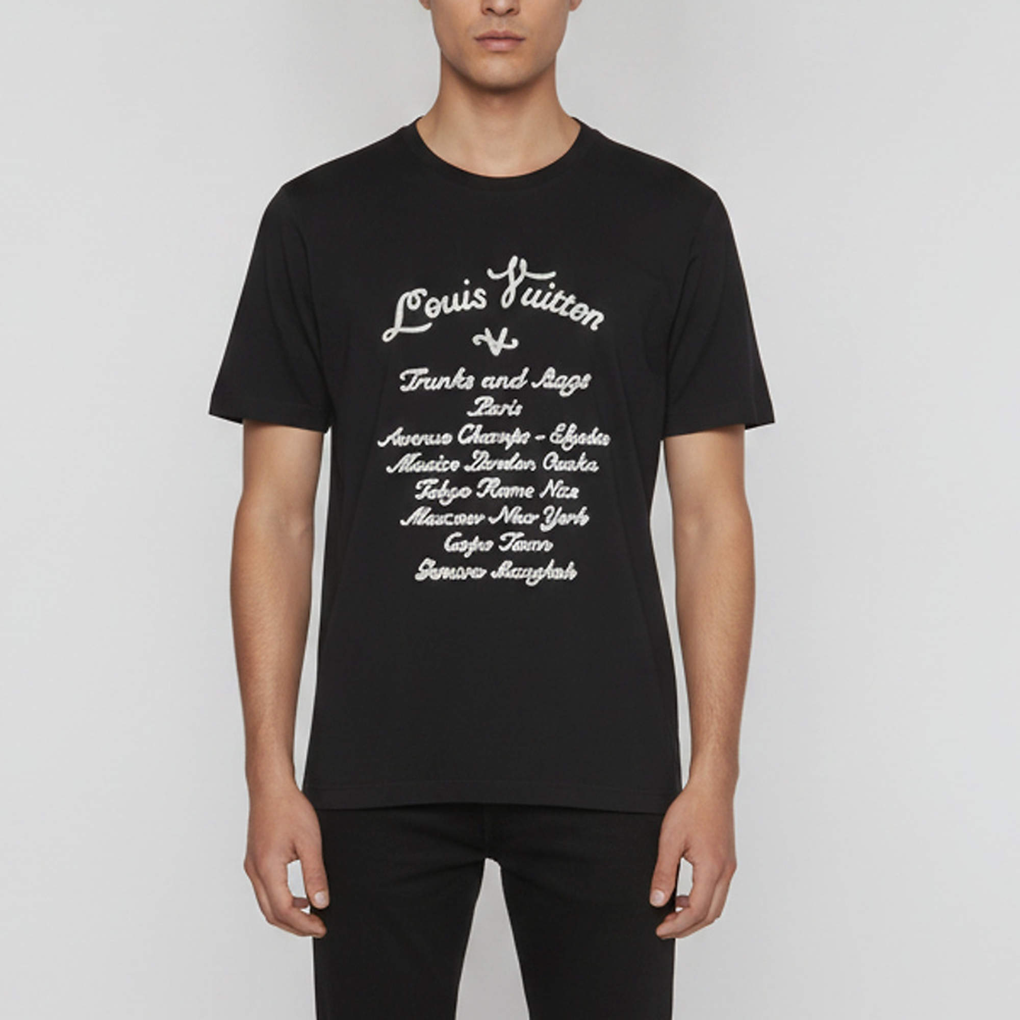 Pre Owned Louis Vuitton Black Trunks and Bags Cities Jersey T-Shirt XL