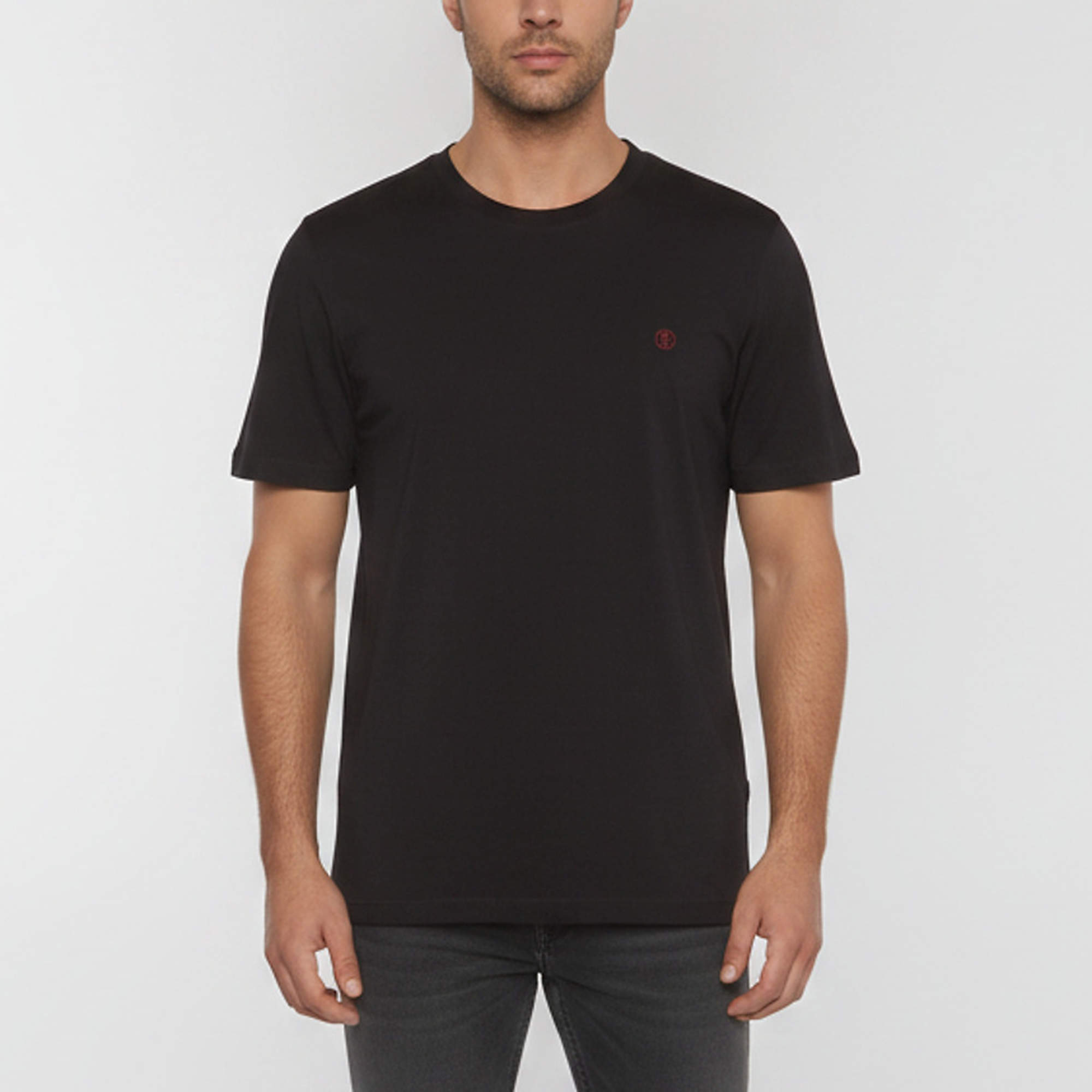 Pre Owned Louis Vuitton Black Logo Embroidered Jersey T-Shirt XXL