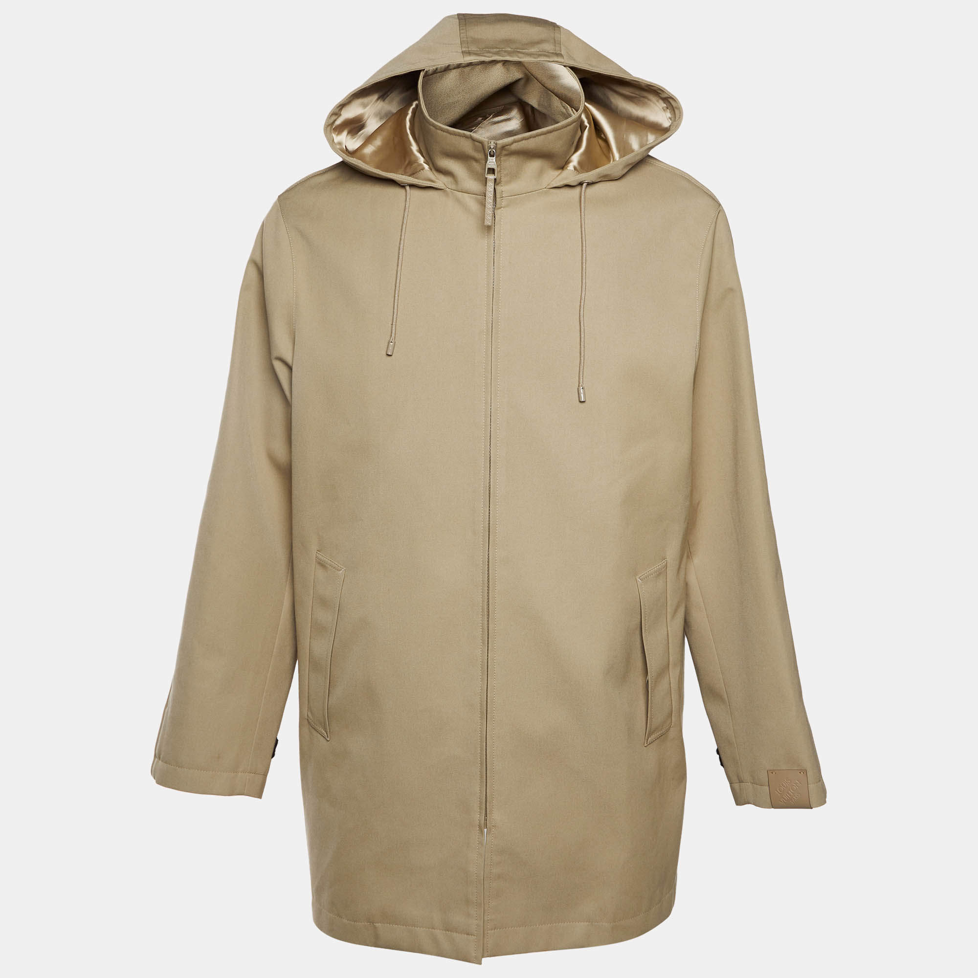 Pre Owned Louis vuitton Beige Gabardine Layered Zip-Up Parka L