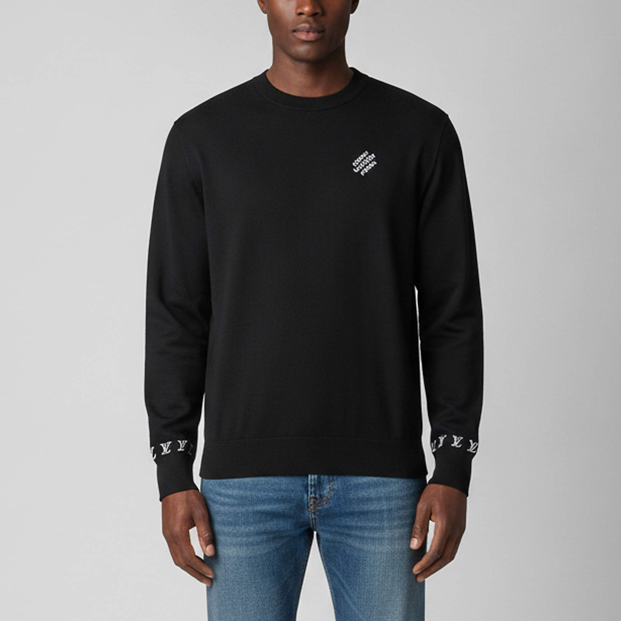 Pre Owned Louis Vuitton Black Knit Crewneck Long Sleeve Pullover S