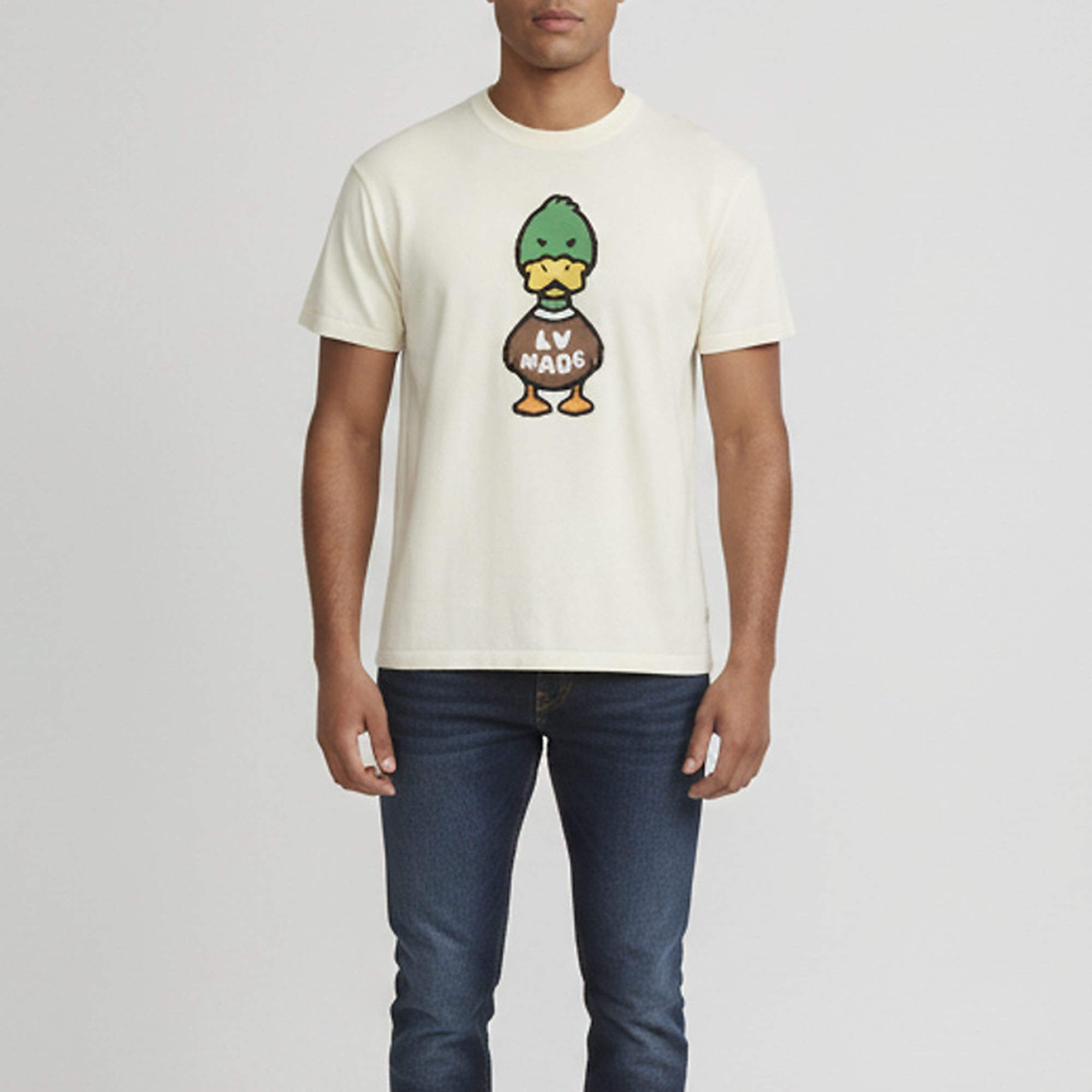 Pre Owned Louis Vuitton X Nico Cream Intarsia Knit Duck Print T-Shirt S