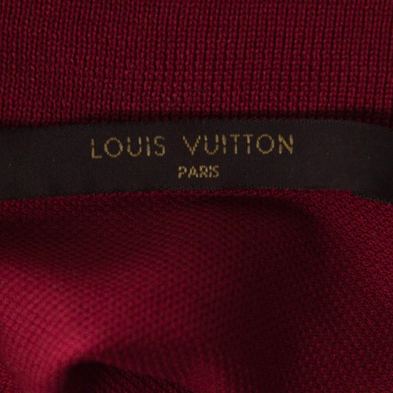 Louis Vuitton Burgundy Honeycomb Knit Cotton Logo Embroidered Polo