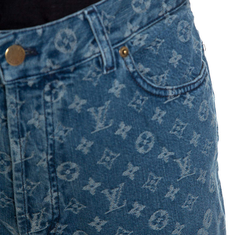 Louis Vuitton x Supreme Blue Monogram Jacquard Denim Jeans M For