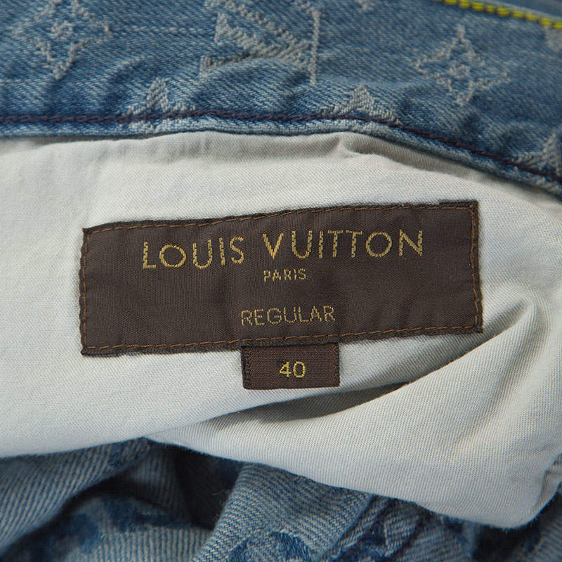 Louis Vuitton x Supreme Blue Monogram Jacquard Denim Jeans 3XL