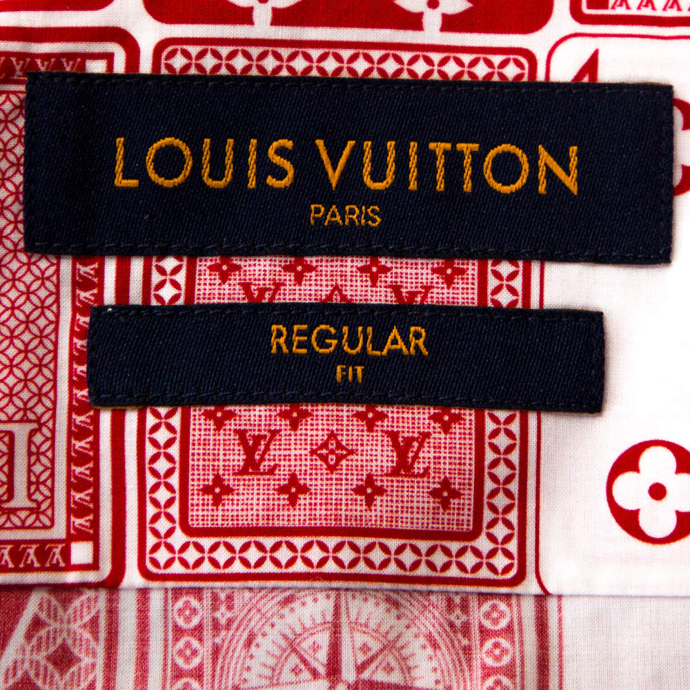 Louis Vuitton Red and White LV Cards Print Cotton Regular Fit Shirt L