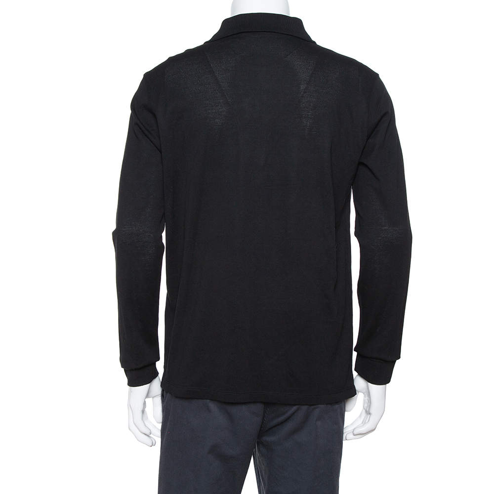 Louis Vuitton Black Cotton Pique Long Sleeve Polo T-Shirt L Louis Vuitton