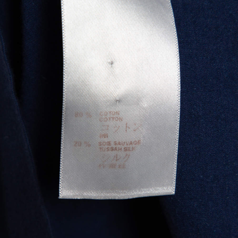 Louis Vuitton Navy Blue Printed Cotton & Silk Malle Aero T-Shirt S