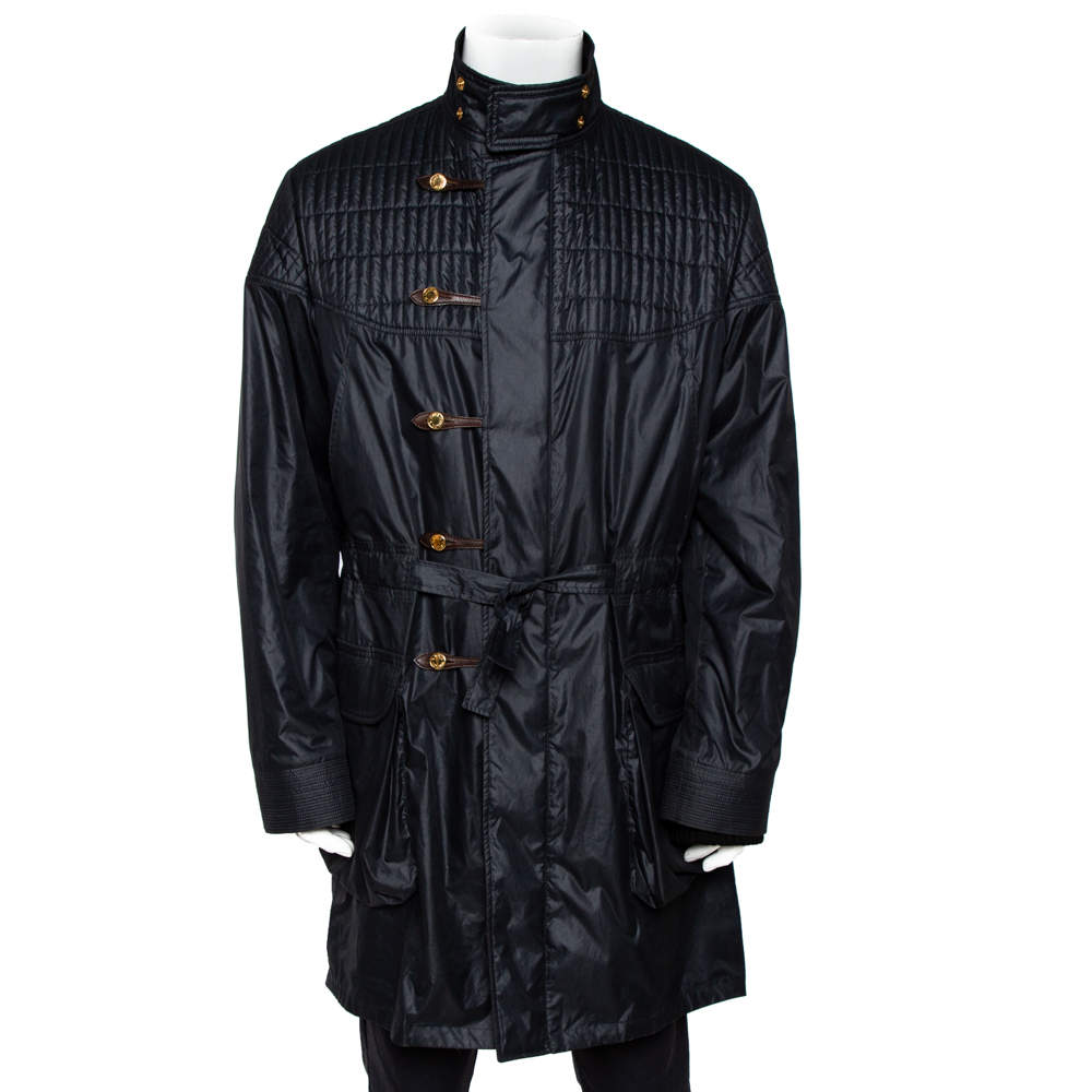 Louis Vuitton Dark Navy Quilt Detail Detachable Hooded Parka XXL