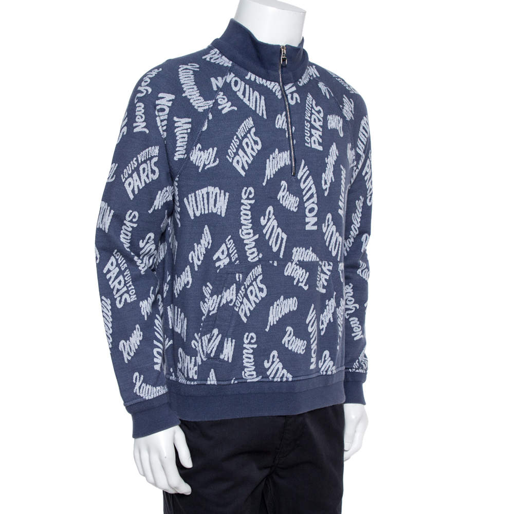 Louis Vuitton Blue Cities Jacquard Sweater Sz XL – Wopsters Closet
