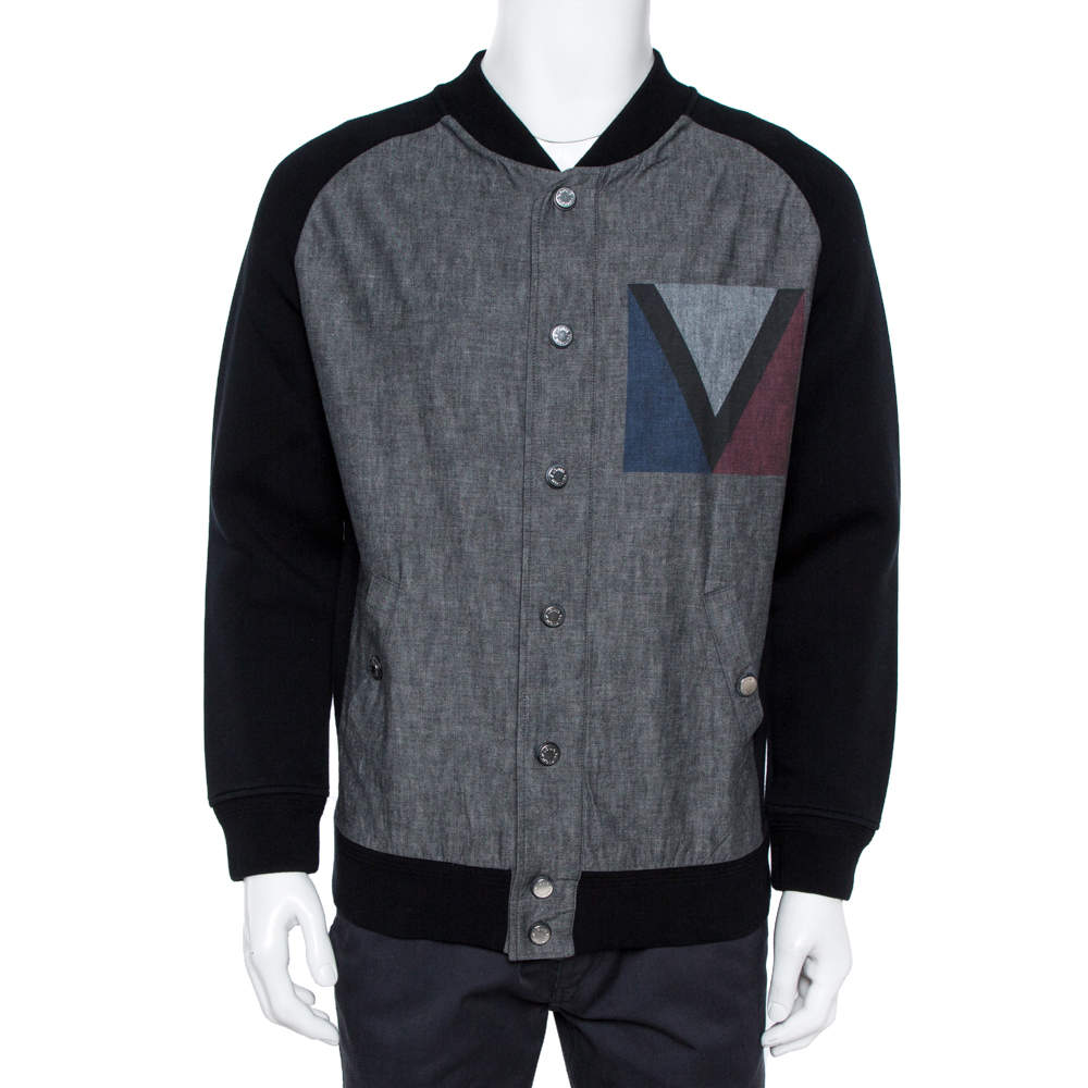 Louis Vuitton Black Denim Varsity Knit Jacket XL Louis Vuitton