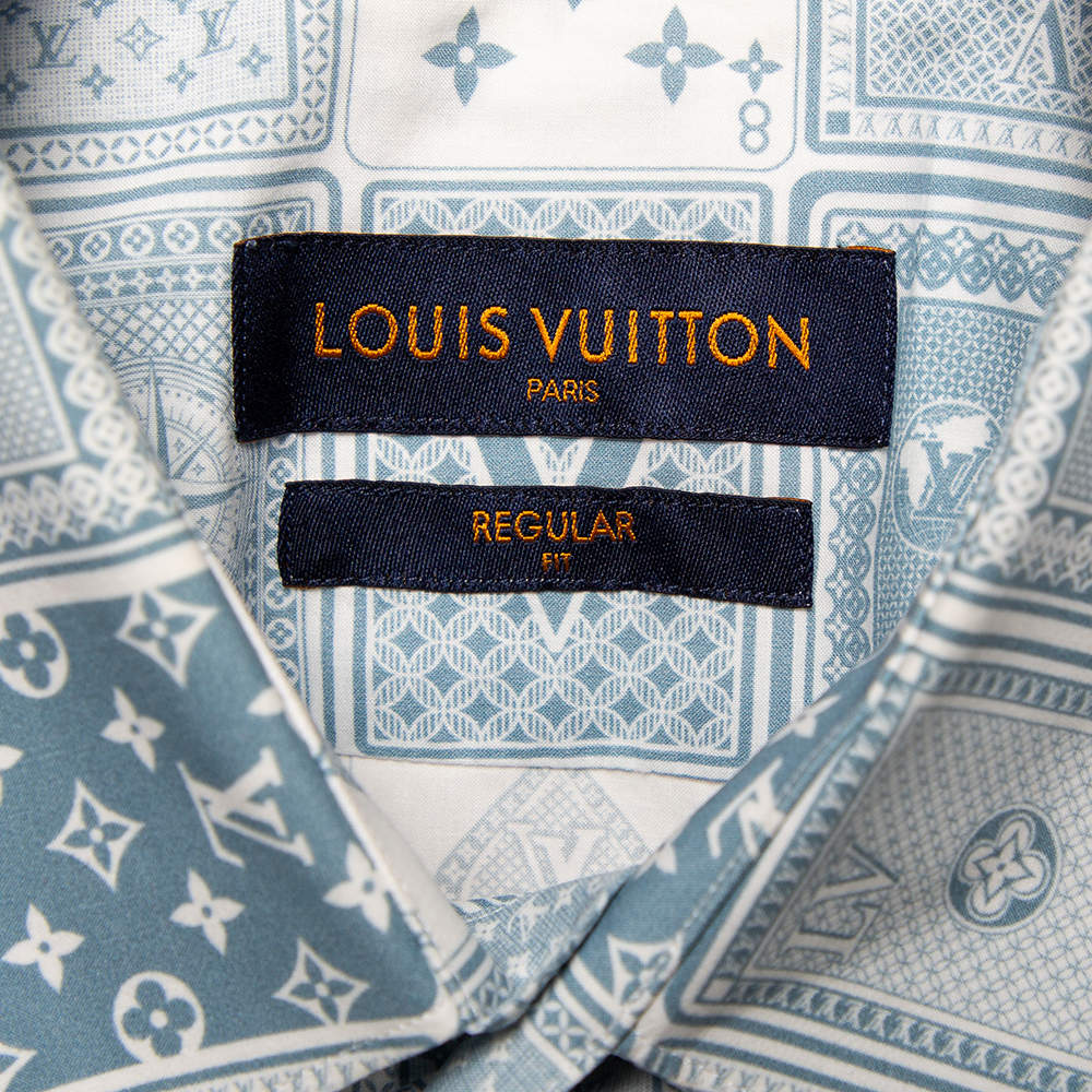 Louis Vuitton Grey & White Monogram Playing Card Printed Cotton