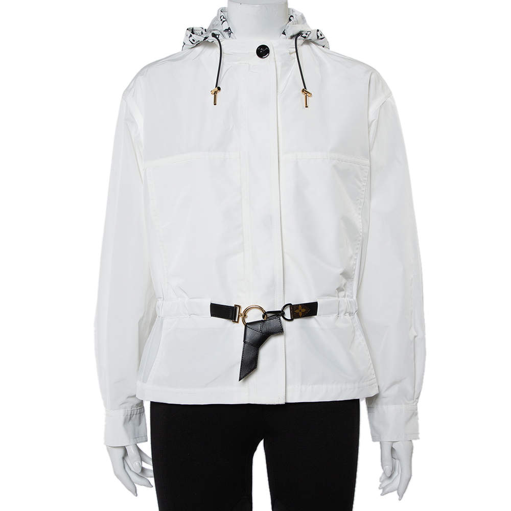 Louis Vuitton White Synthetic & Cotton Short Hooded Parka S