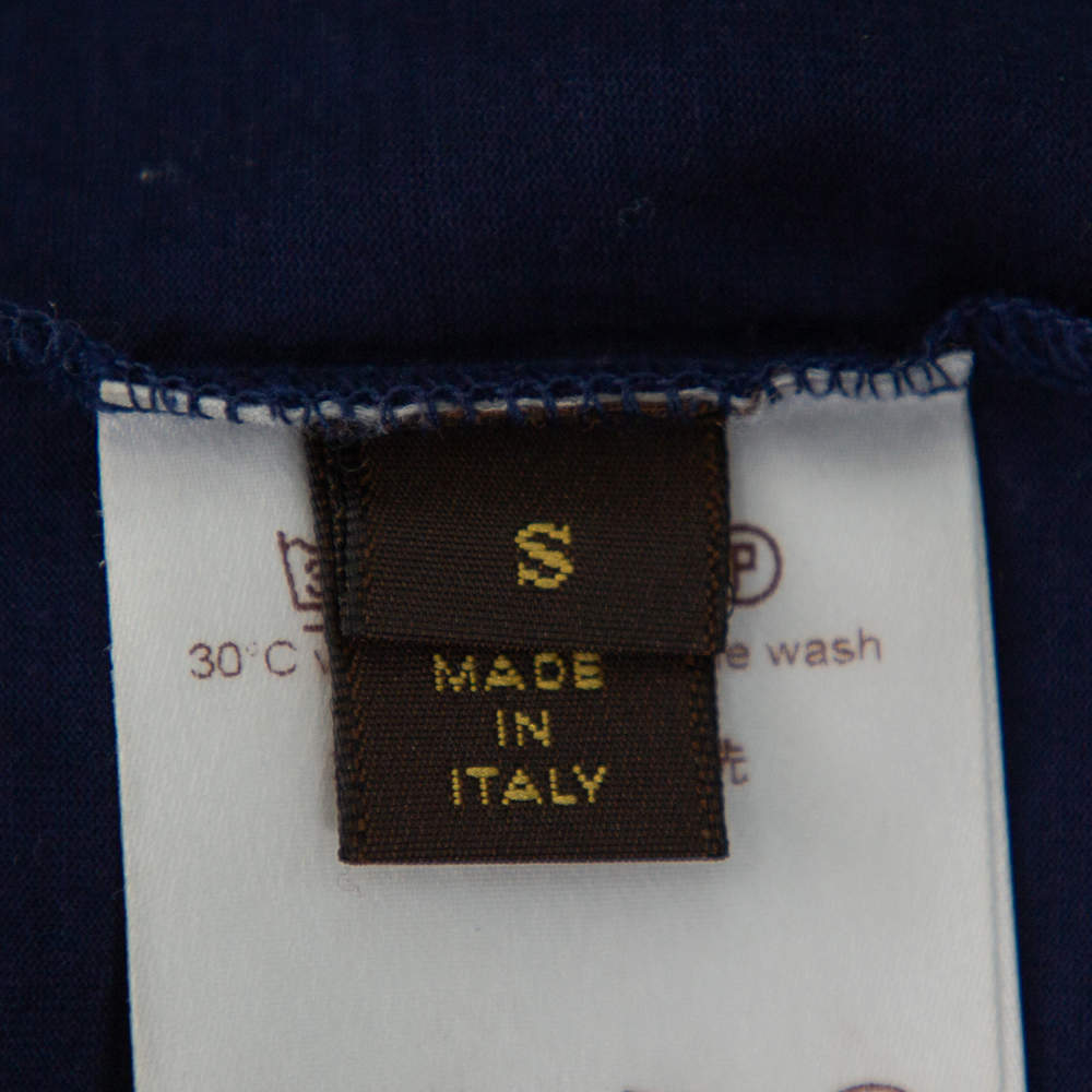 Louis Vuitton Navy Blue Cotton Prism Print Logo Applique Detail Crewneck T- Shirt M Louis Vuitton