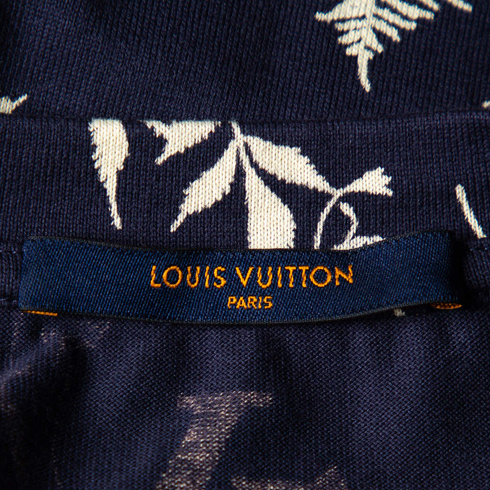 Louis Vuitton LV Men LV Leaf Discharge T-shirt Regular Fit Cotton-Blue -  LULUX