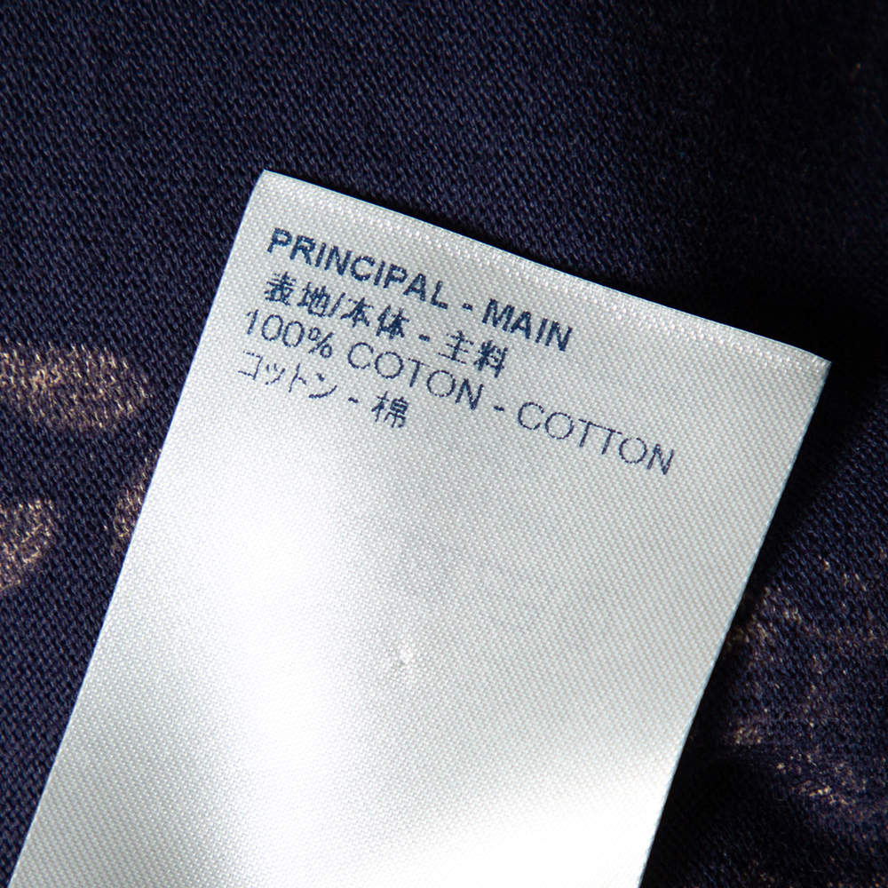 Louis Vuitton Leaf Discharge Short Sleeve Tee Shirt Navy Blue Pre