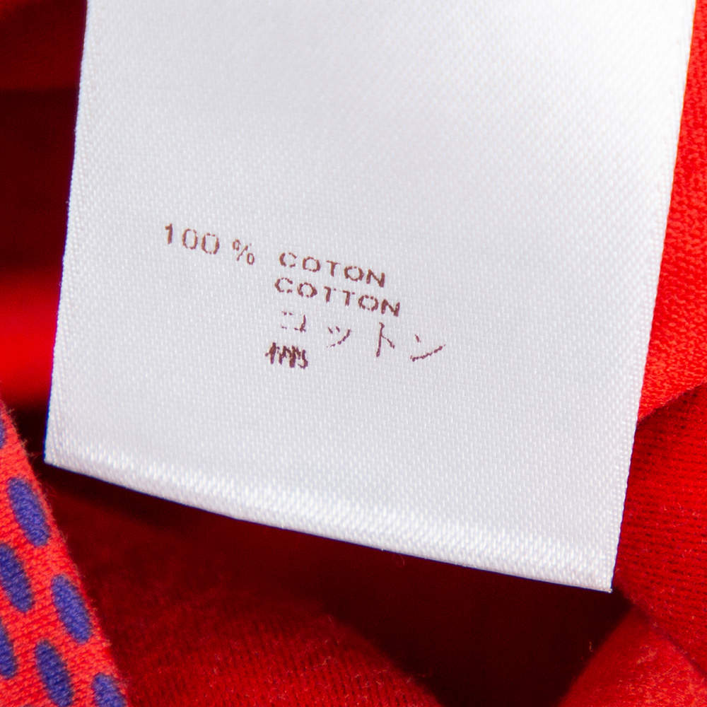 Louis Vuitton Red and Blue Masai Damier Printed Cotton Crewneck T