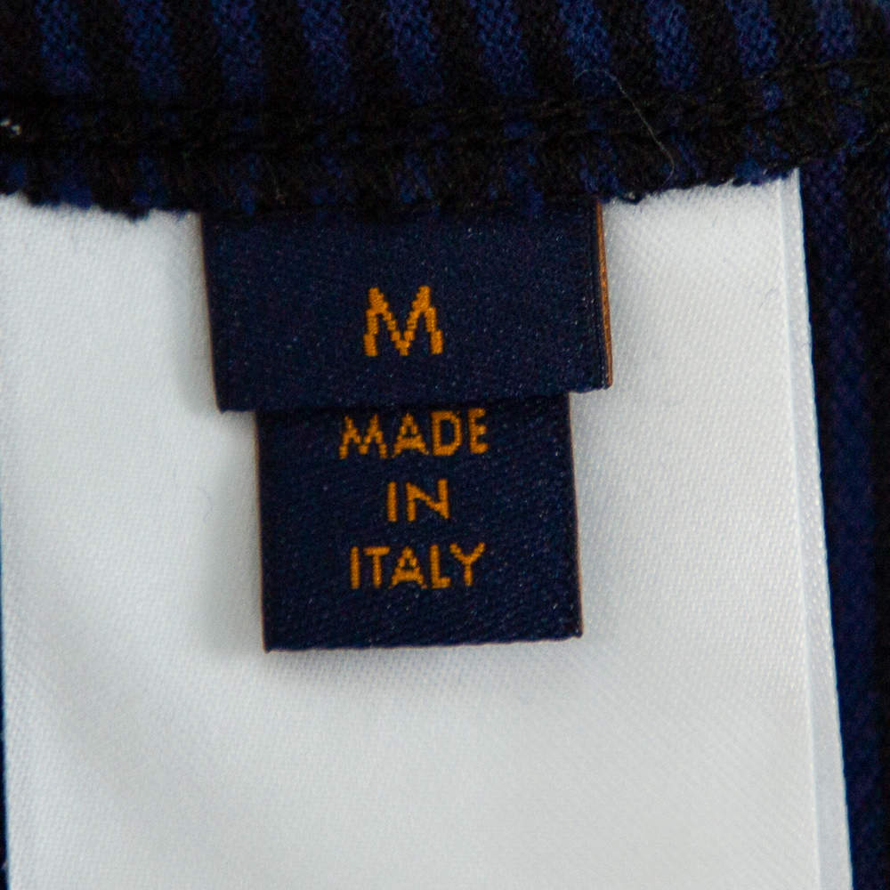 Louis Vuitton Blue and Black Horizontal Striped Cotton Pique Polo T-Shirt M Louis  Vuitton