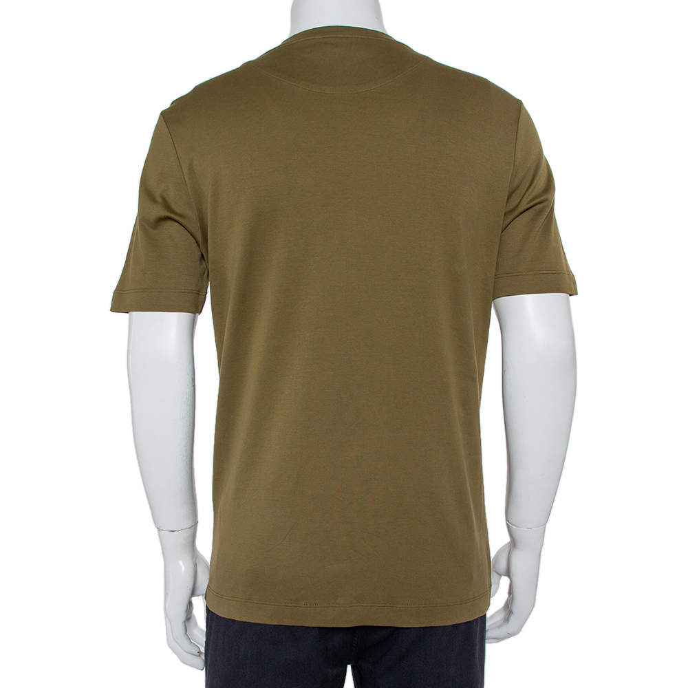 Louis Vuitton Military Green Cotton Damier Pocket Crewneck T-Shirt