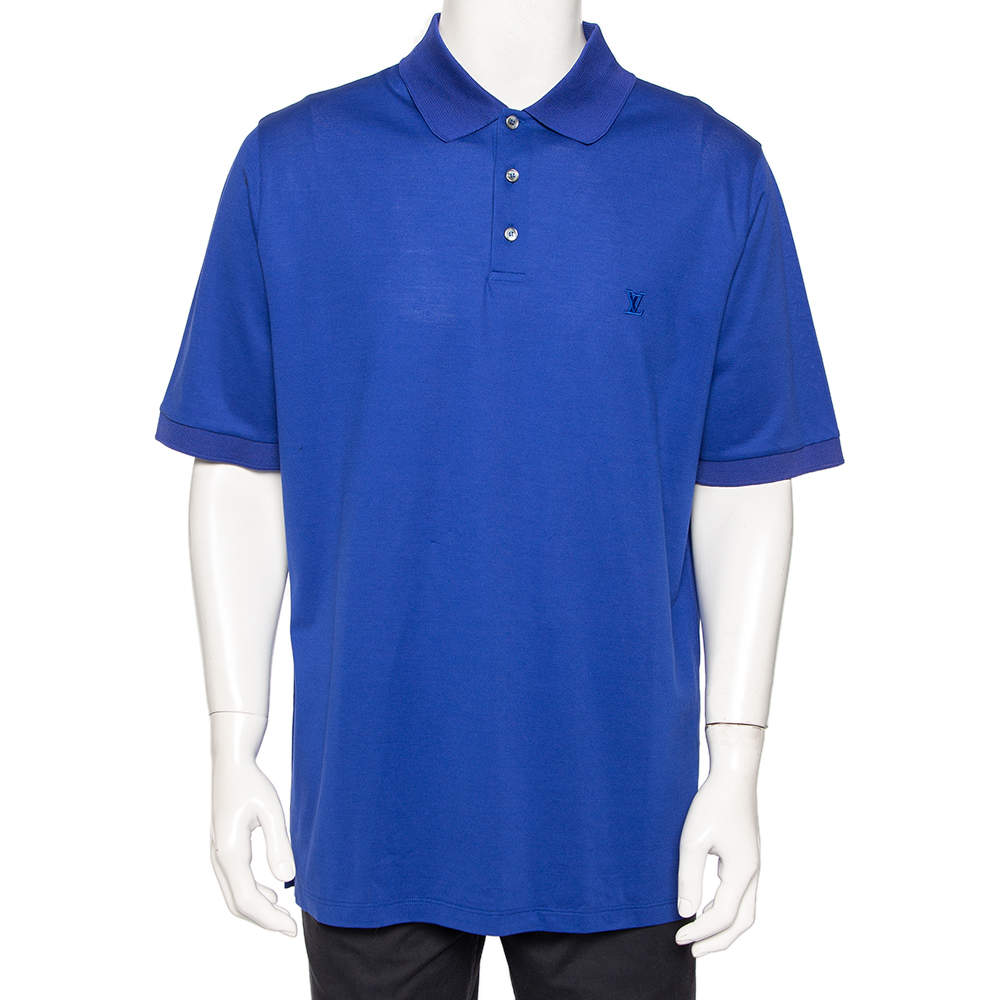 Pre Owned Louis Vuitton Blue Cotton Pique Polo T-Shirt 4XL