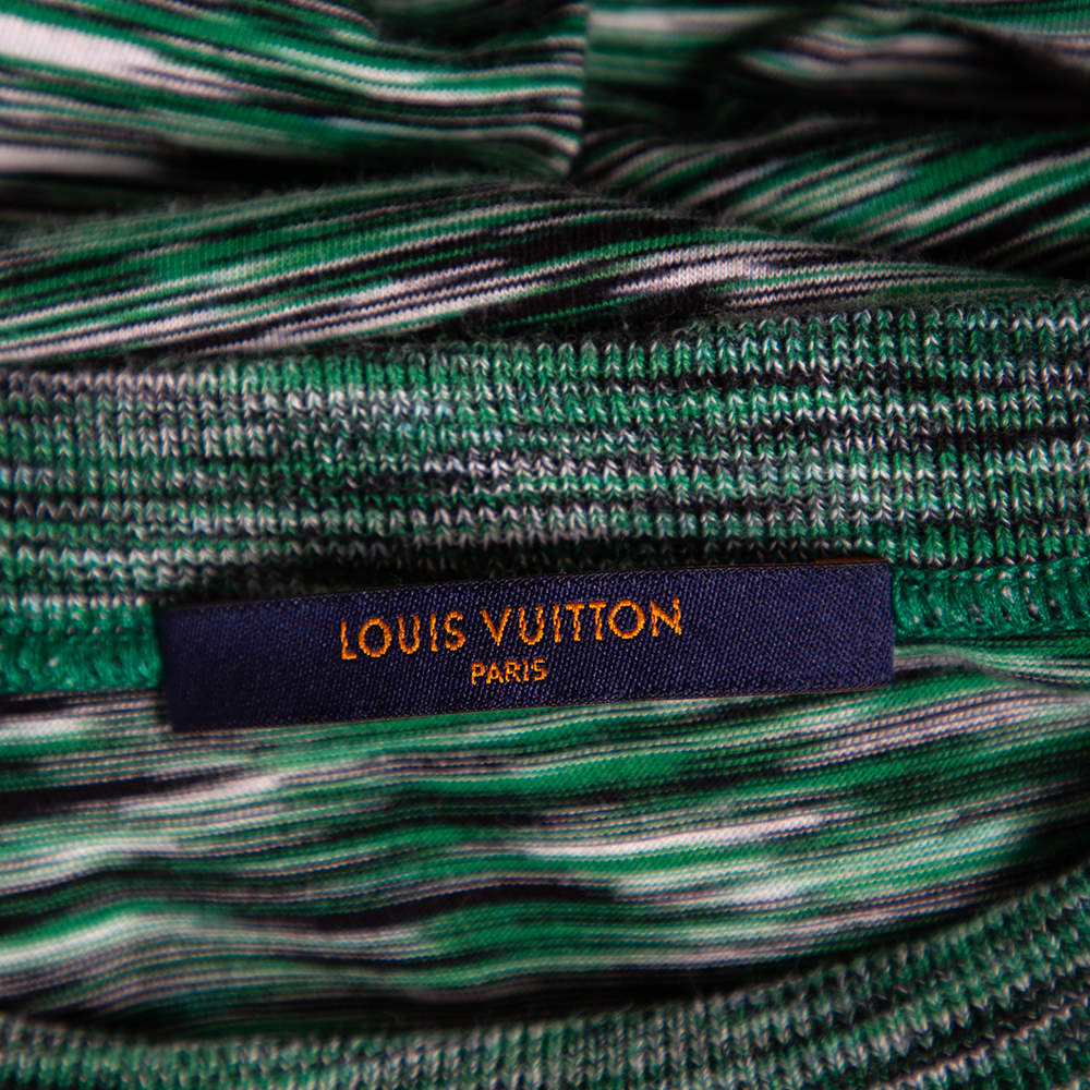 Louis Vuitton Printed Cotton Fil Coupe Overshirt Green. Size 5XL