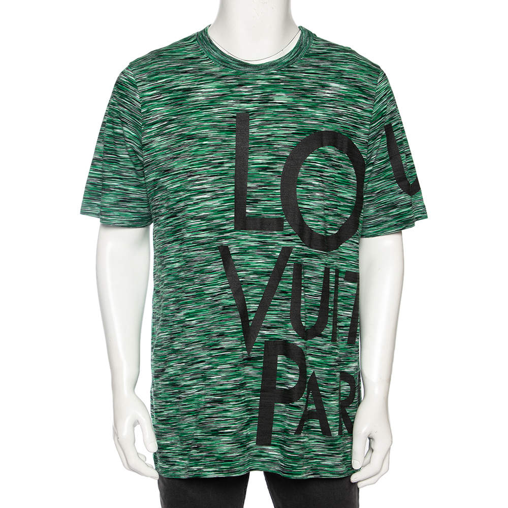Men's Louis Vuitton Round Neck Logo Alphabet Printing Classic Short Sleeve Green 1A97OB US XXXL
