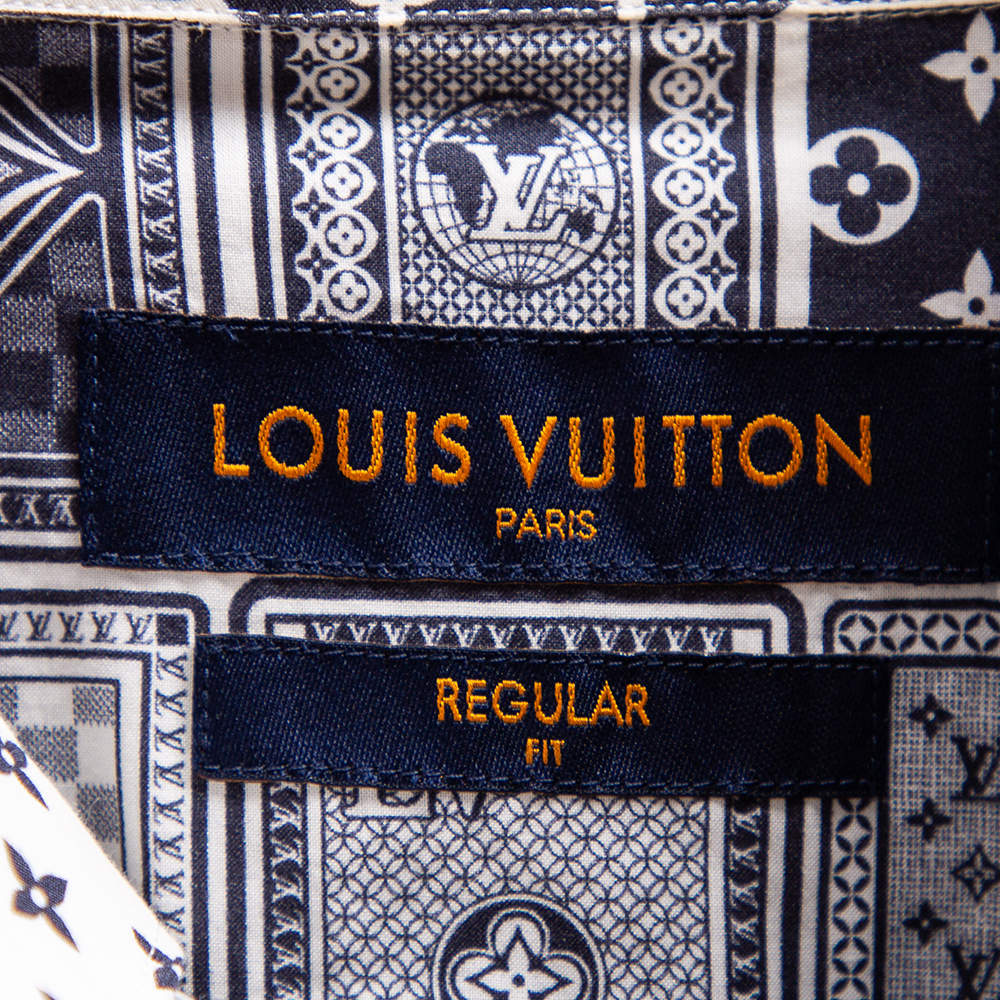 Louis Vuitton Navy Blue LV Monogram Cards Print Cotton Regular Fit Shirt XS  Louis Vuitton | The Luxury Closet