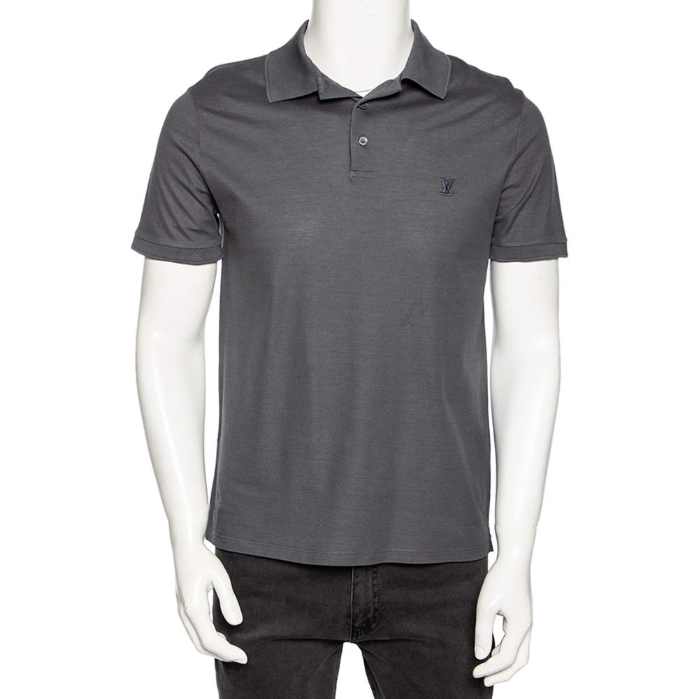 Pre Owned تي شيرت لوي فيتون بولو بيكيه قطن رصاصي مقاس صغير - سمول