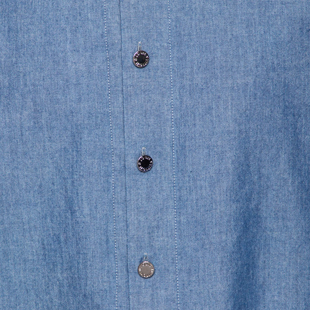 Louis Vuitton Blue Chambray Logo Printed Button Front Shirt L Louis Vuitton
