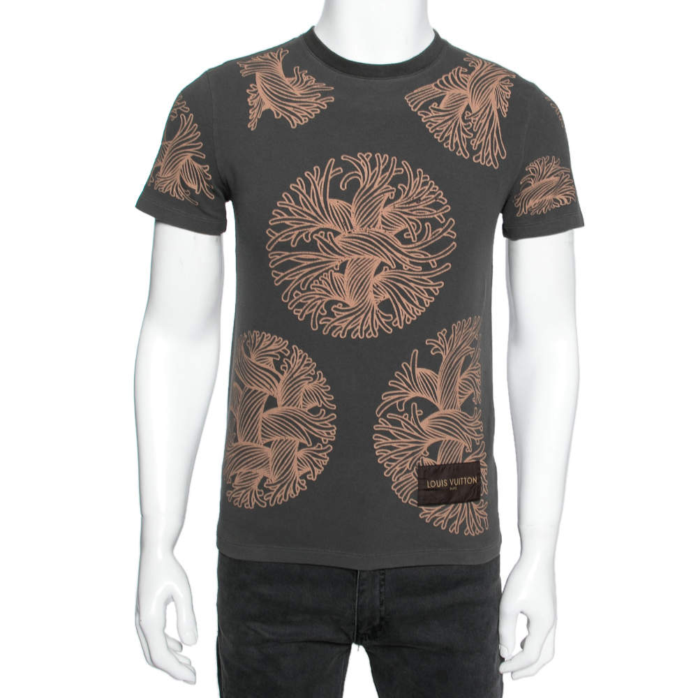 Louis Vuitton Grey Printed Cotton Short Sleeve T-Shirt XS
