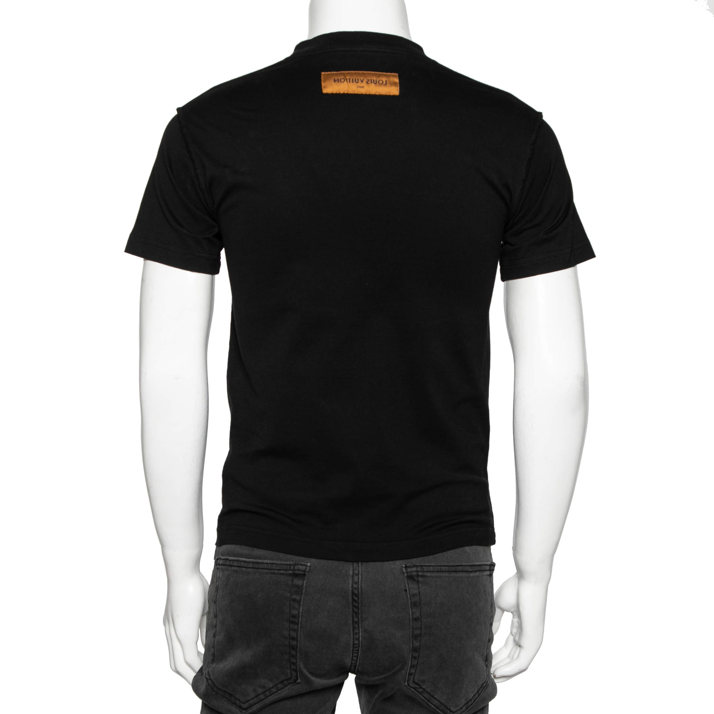 LOUIS VUITTON LOUIS VUITTON Short sleeve T-shirt cotton Black Used mens  logo size S
