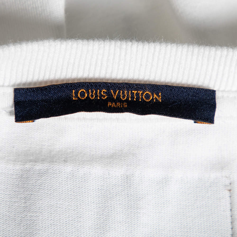 LOUIS VUITTON CA36929 Chain di Terre Crew neck Short sleeve T-shirt cotton  White