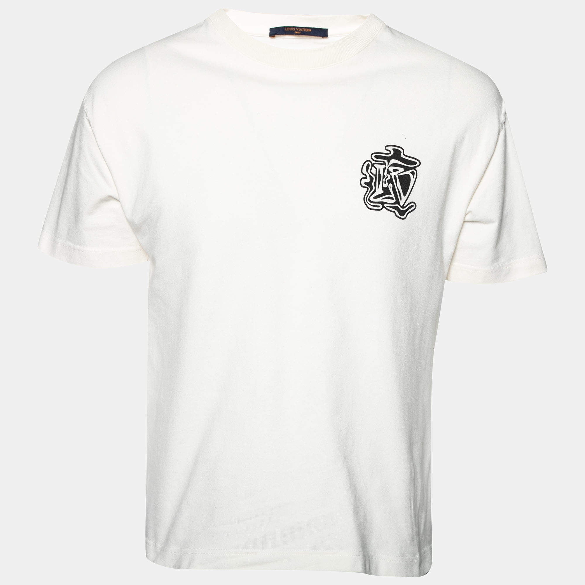 Louis Vuitton White Cotton Smoke Printed T-Shirt S