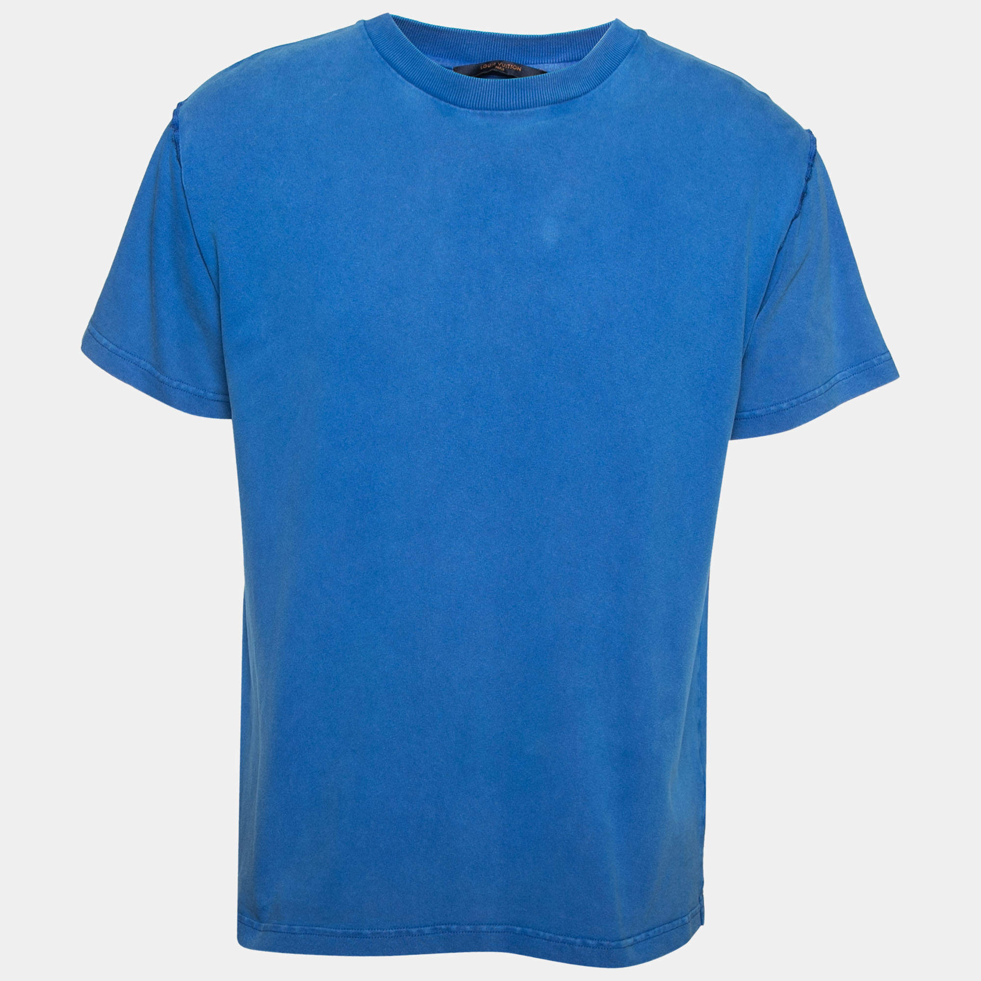 مملوكة مسبقًا Louis Vuitton Blue Cotton Inside Out Short Sleeve Crew Neck T-Shirt M