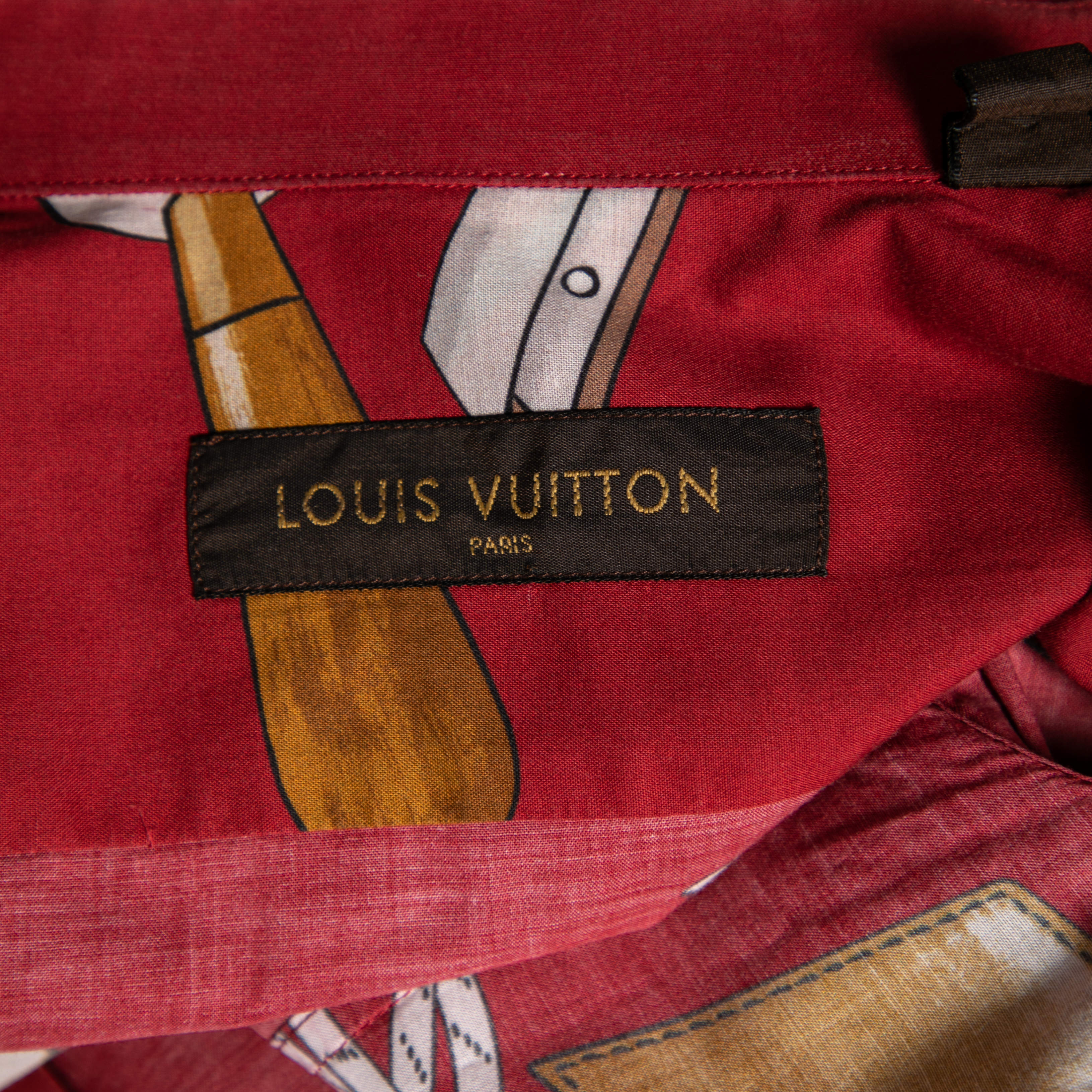 Louis Vuitton Red Tools Printed Cotton Button Front Shirt M Louis Vuitton