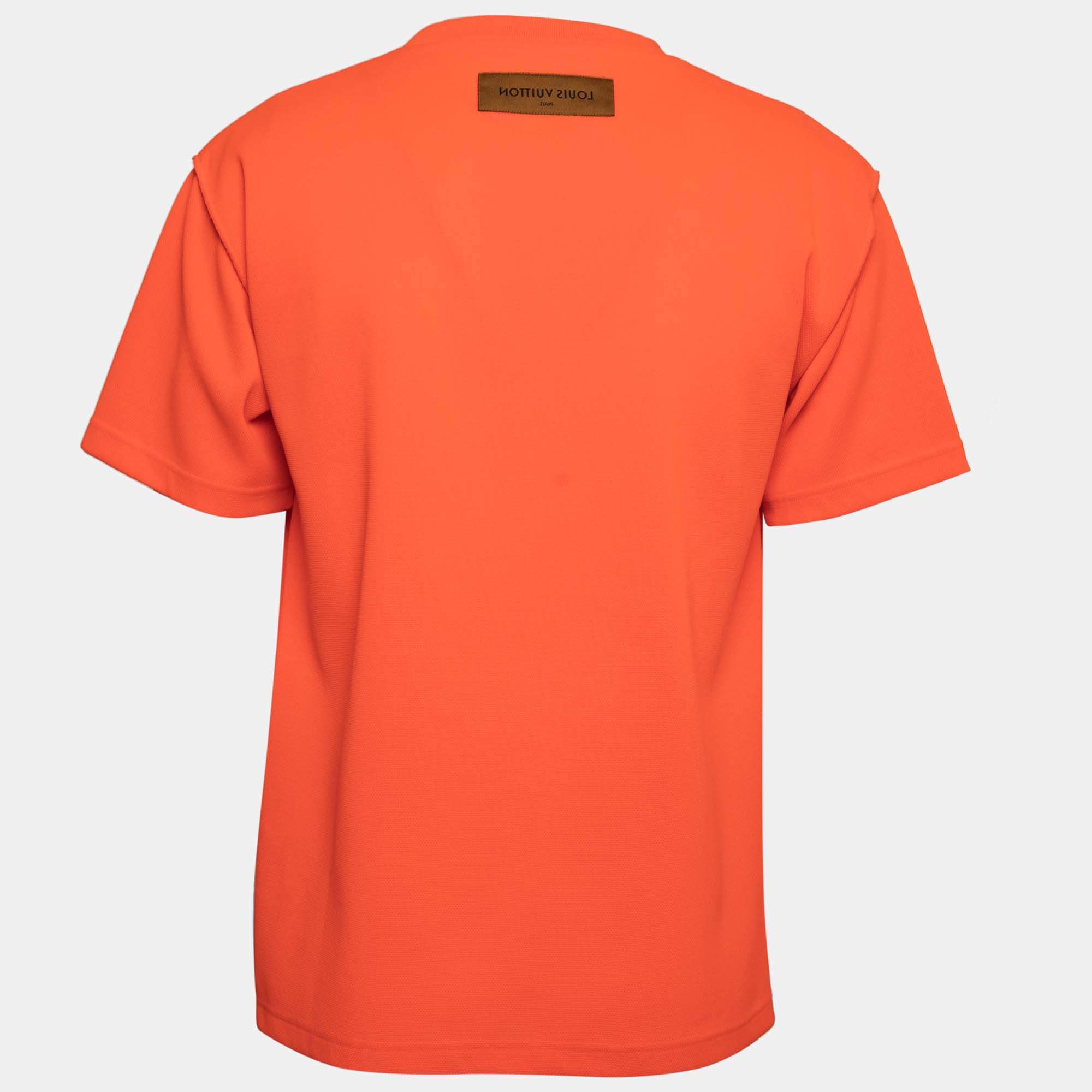 Louis Vuitton Short-sleeved Cotton T-Shirt Orange Flame. Size 3L