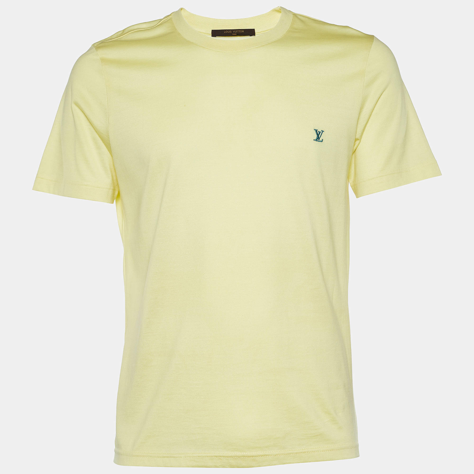 مملوكة مسبقًا تي شيرت لوي فيتون جيرسيه أصفر فاتح برقبة مستديرة مقاس صغير - سمول