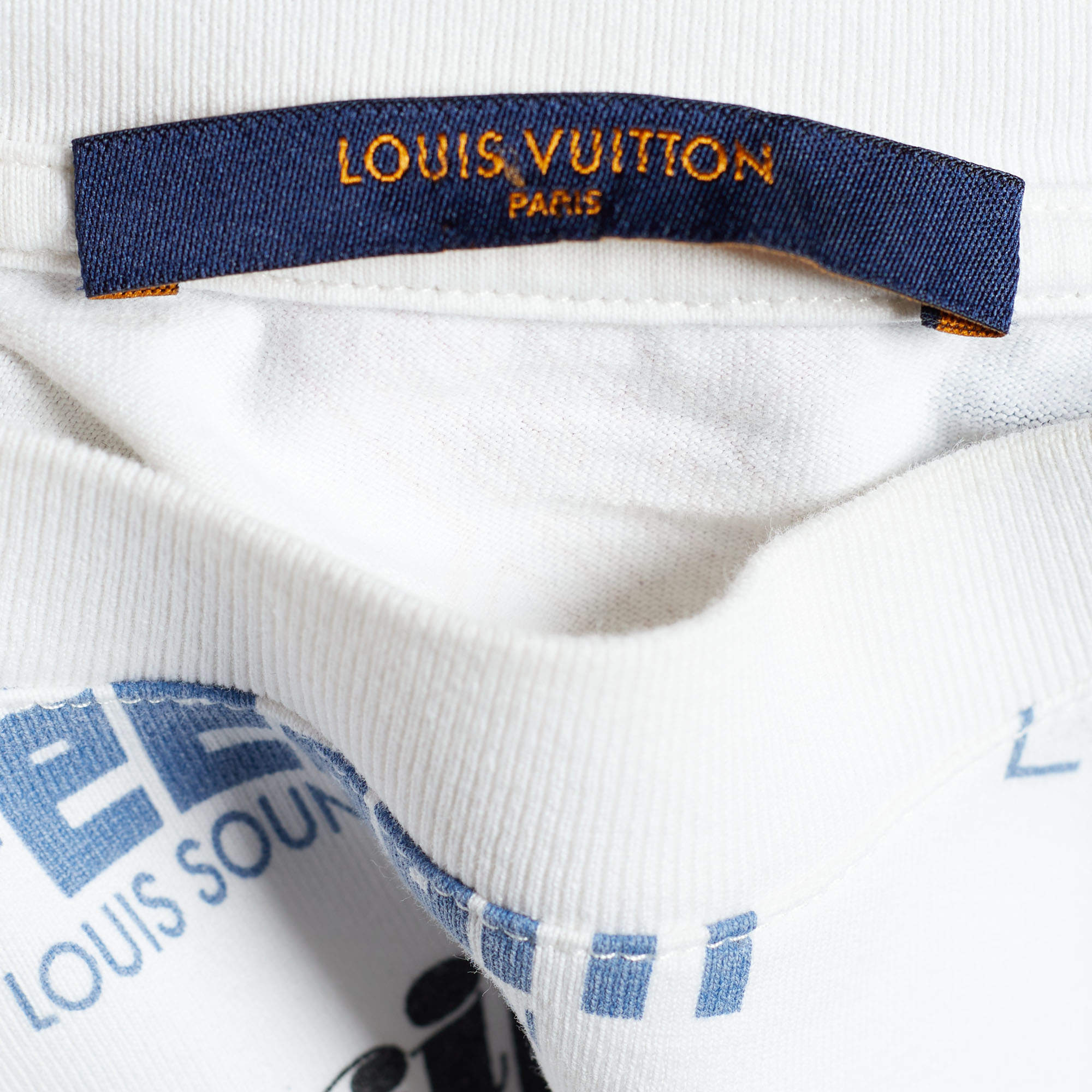 Louis Vuitton White Stretch Cotton Watercolor Knit Crew Neck T Shirt XL  Louis Vuitton