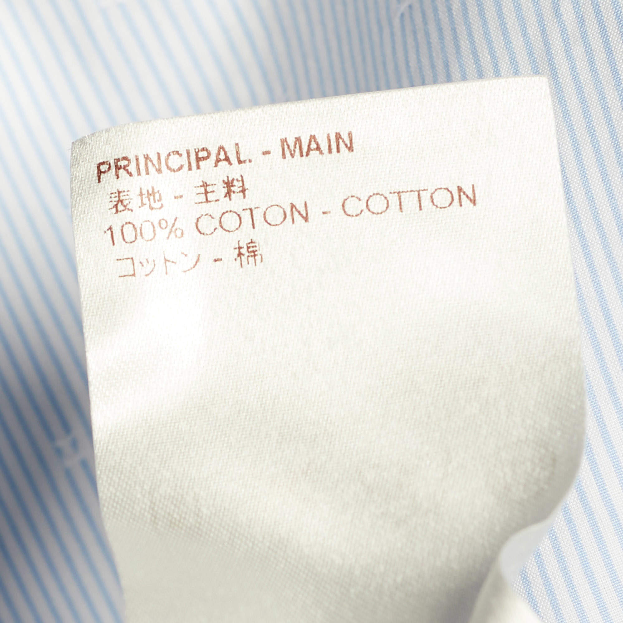 Louis Vuitton Blue Monogram Pattern Striped Cotton Long Sleeve