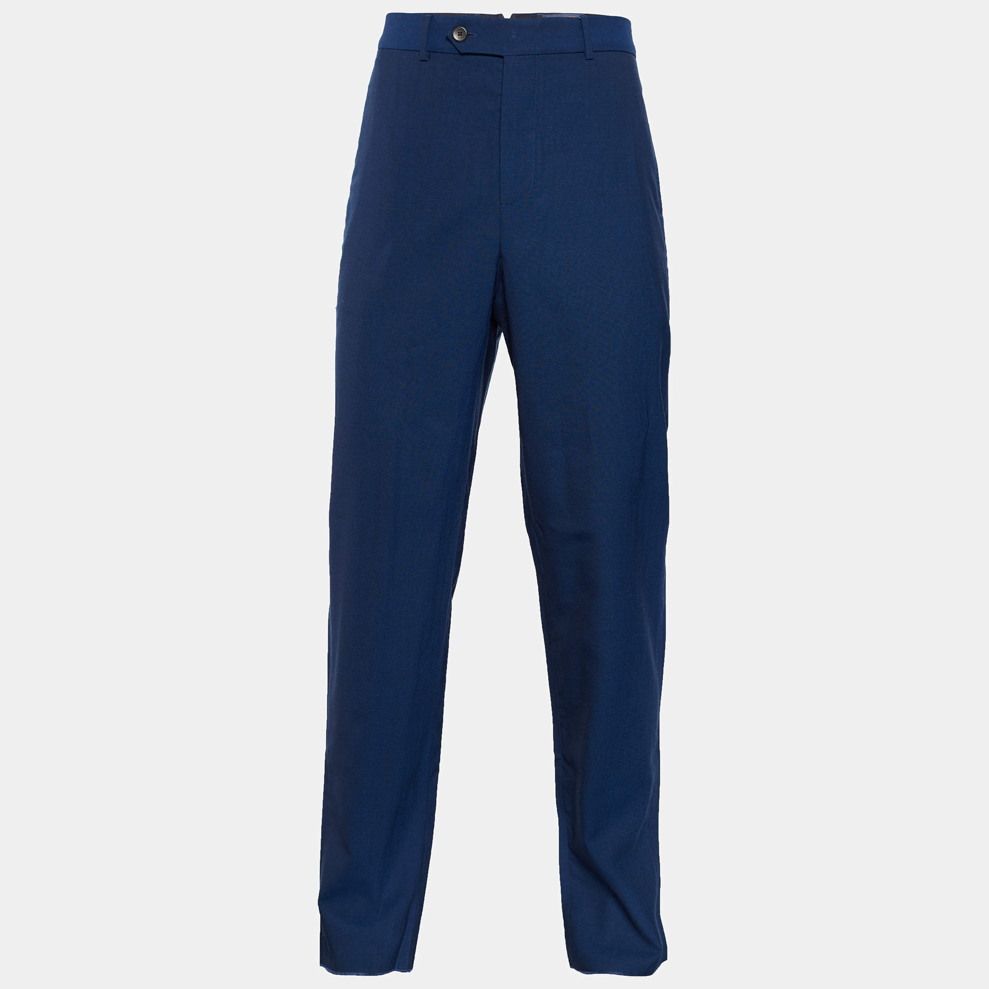مملوكة مسبقًا Louis Vuitton Navy Blue Wool Tailored Pants M/Waist - 35"