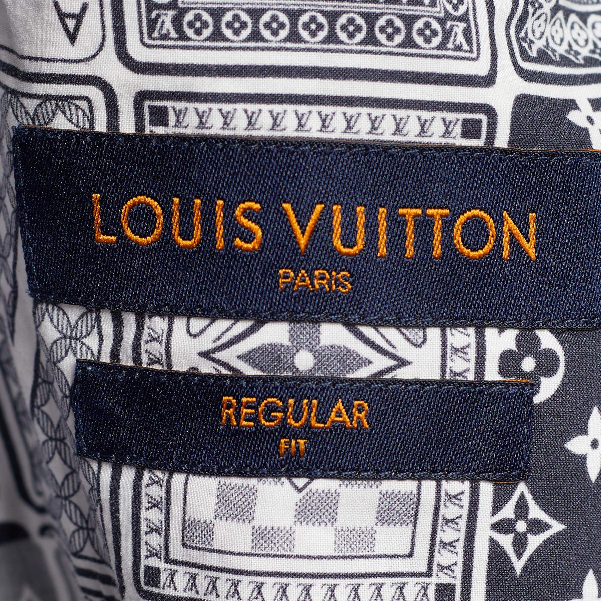 Louis Vuitton Blue LV Cards Print Cotton Regular Fit Shirt XL Louis Vuitton