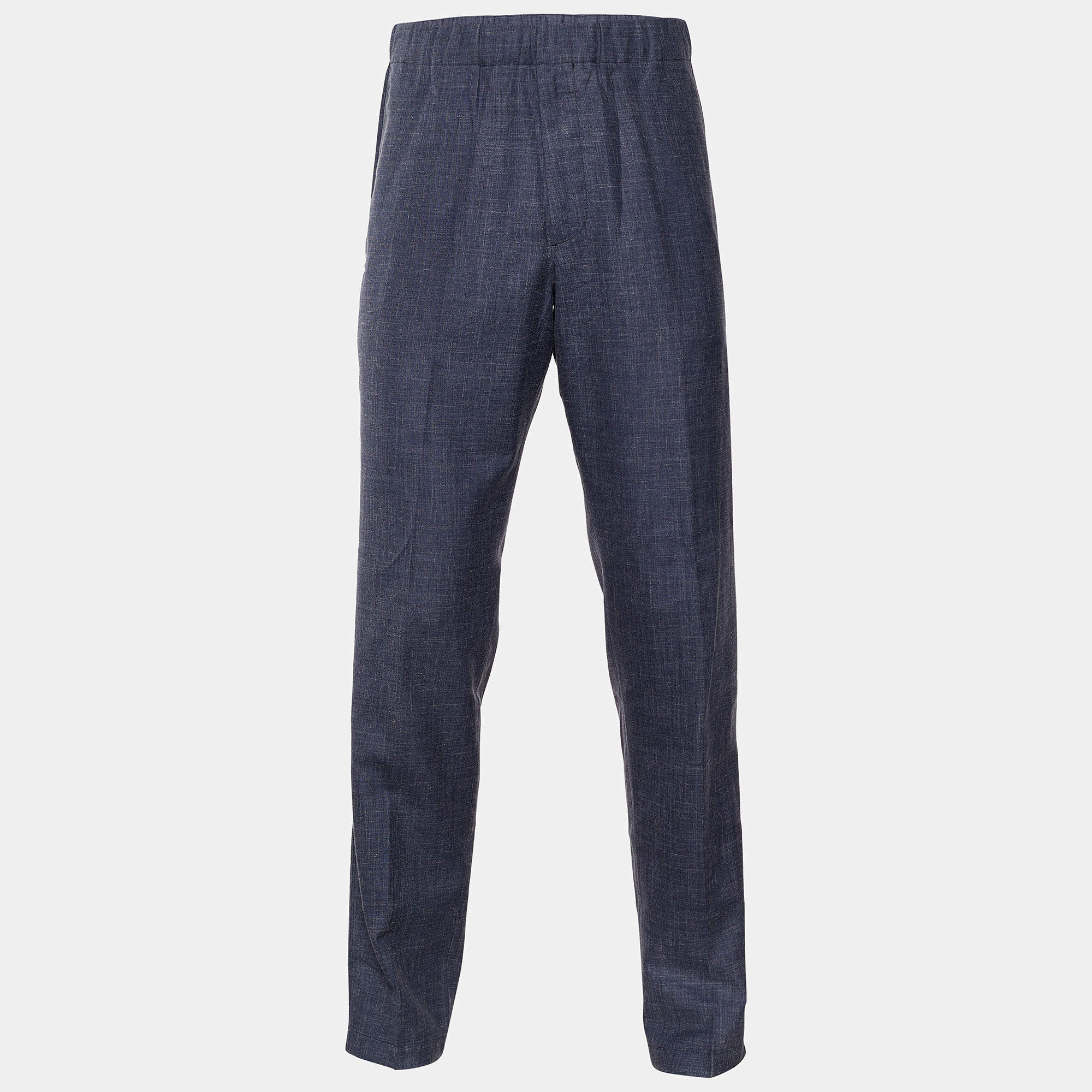 Louis Vuitton Indigo Wool Blend Elasticized Waist Trousers L