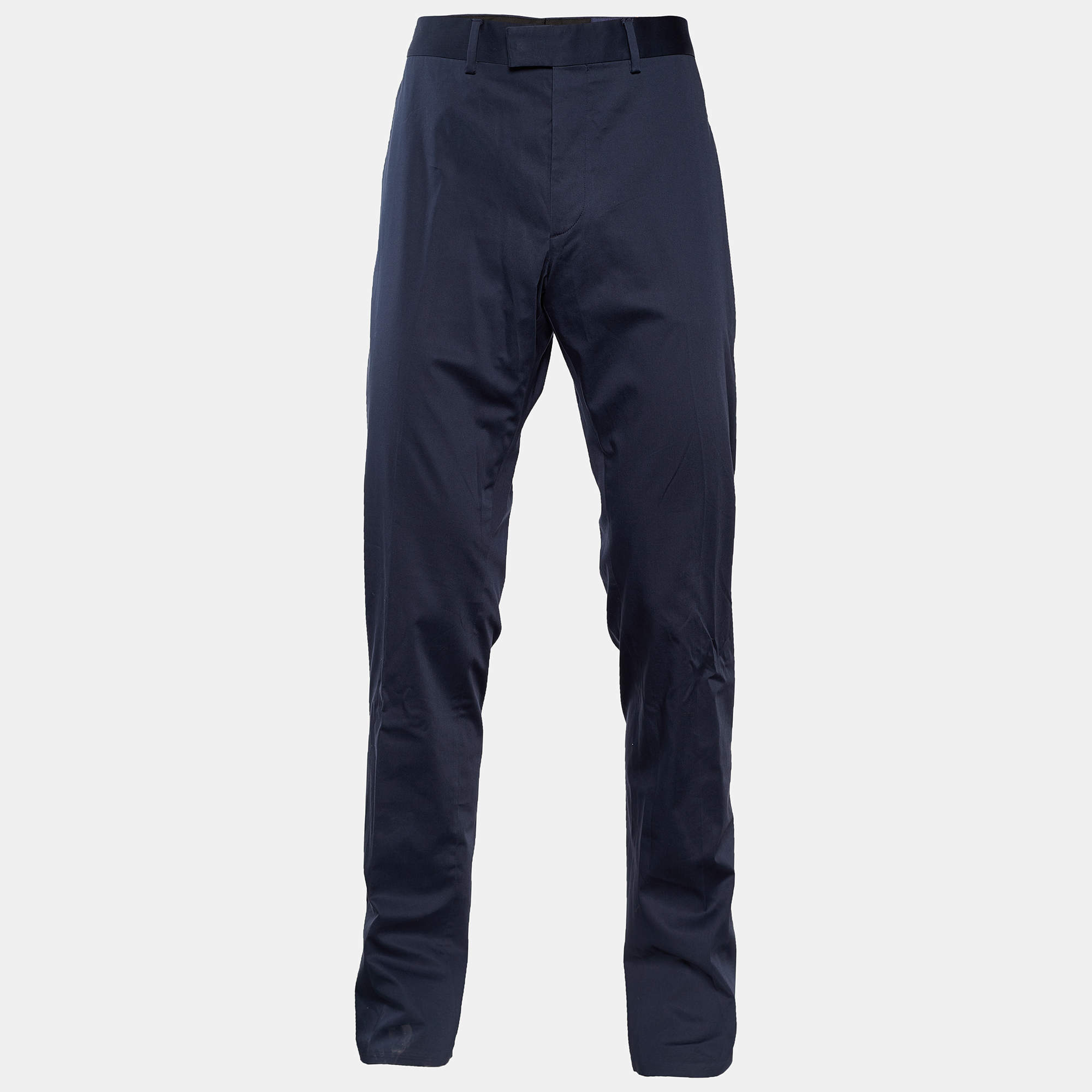 Louis Vuitton Navy Blue Stretch Cotton Chino Trousers XL