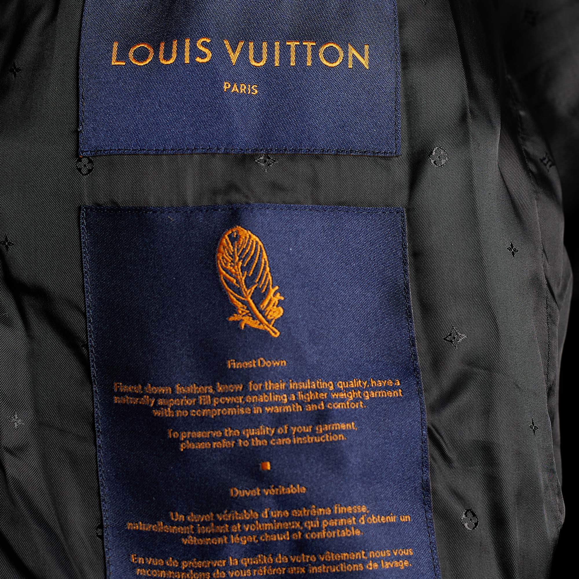 Louis Vuitton Grey Synthetic Quilted Patch Ski Down Jacket M Louis Vuitton