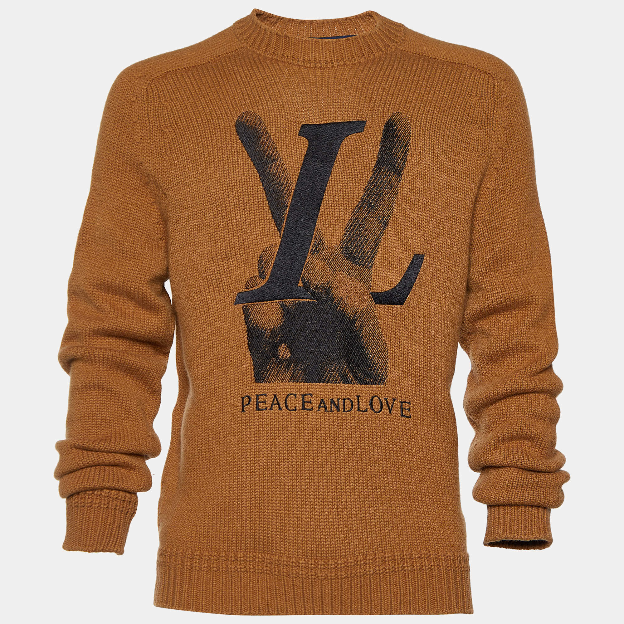 LOUIS VUITTON PEACE AND LOVE BROWN KNITTED SWEATER 227028097 EK