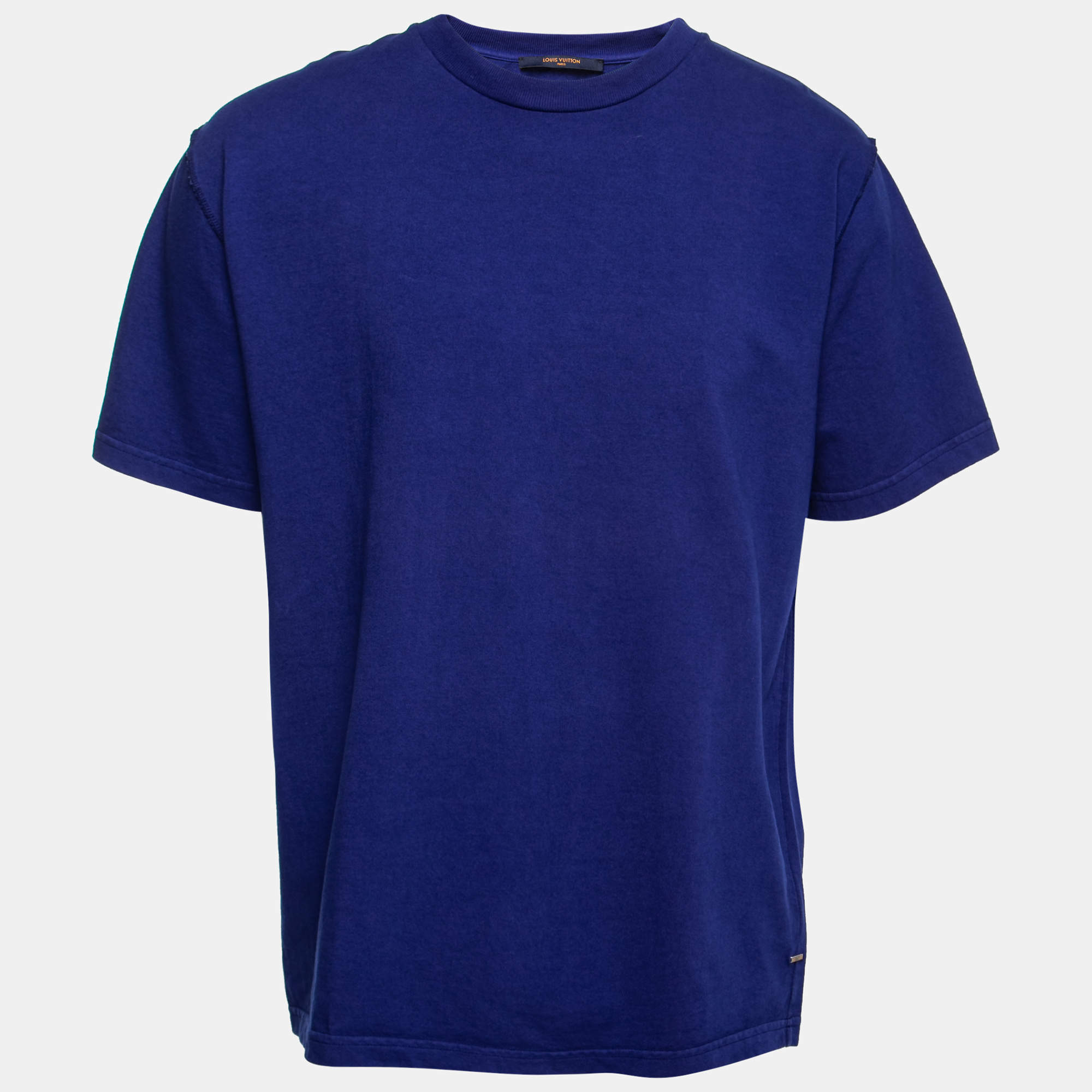 Pre Owned Louis Vuitton Blue Cotton Crewneck Short Sleeve T-Shirt XL