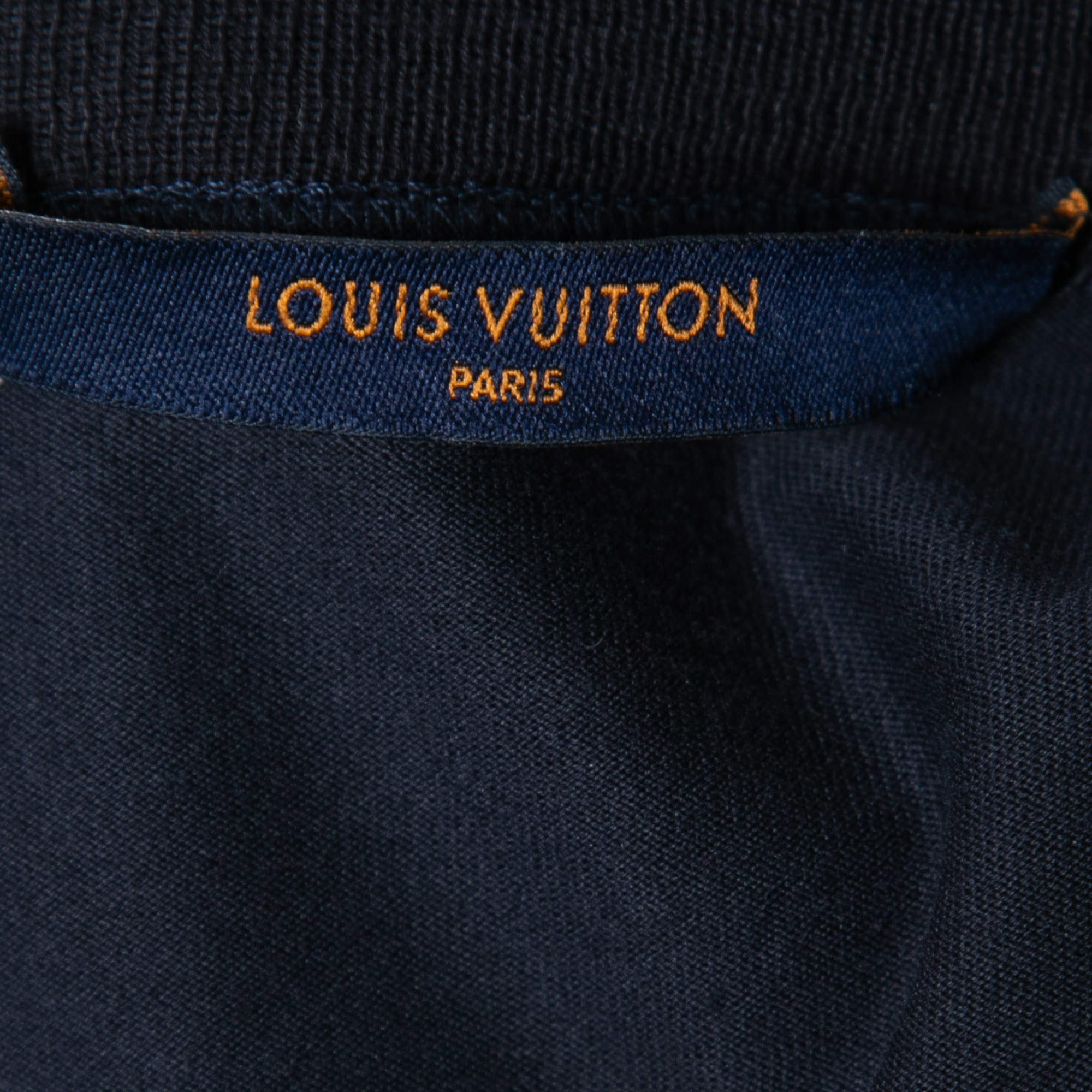 Louis Vuitton Navy Blue Merci Print Cotton Crewneck T-Shirt S - ShopStyle