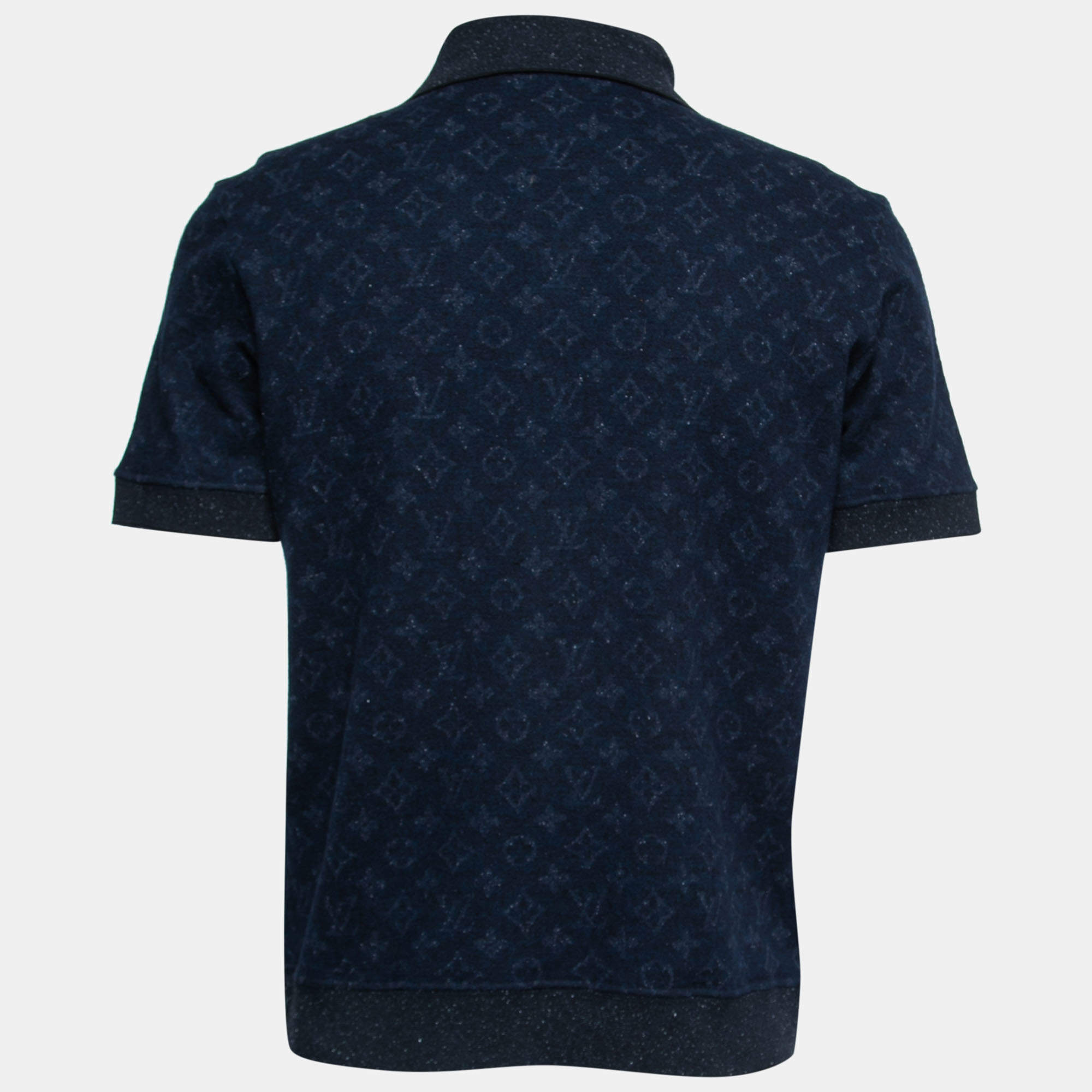 Louis Vuitton Navy Blue Cotton Knit Polo T-Shirt M Louis Vuitton