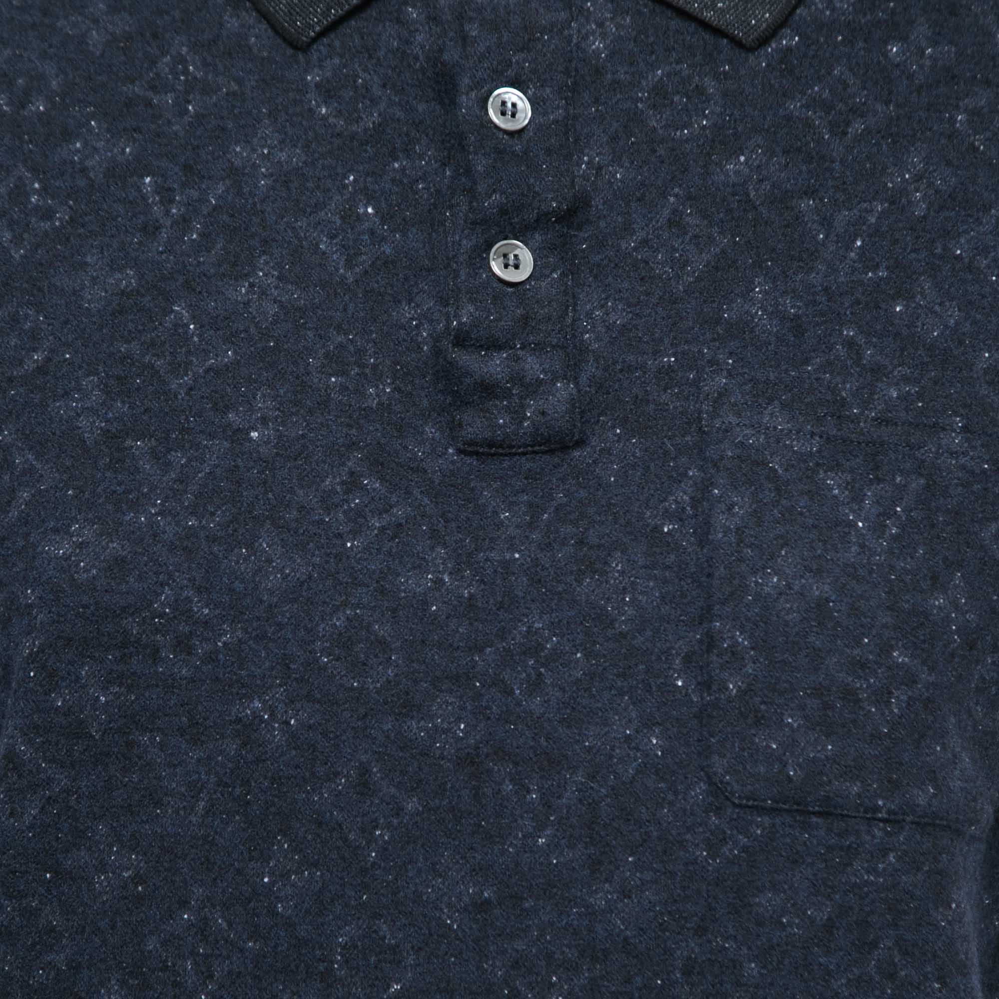 Louis Vuitton Navy Blue Cotton Knit Polo T-Shirt M Louis Vuitton